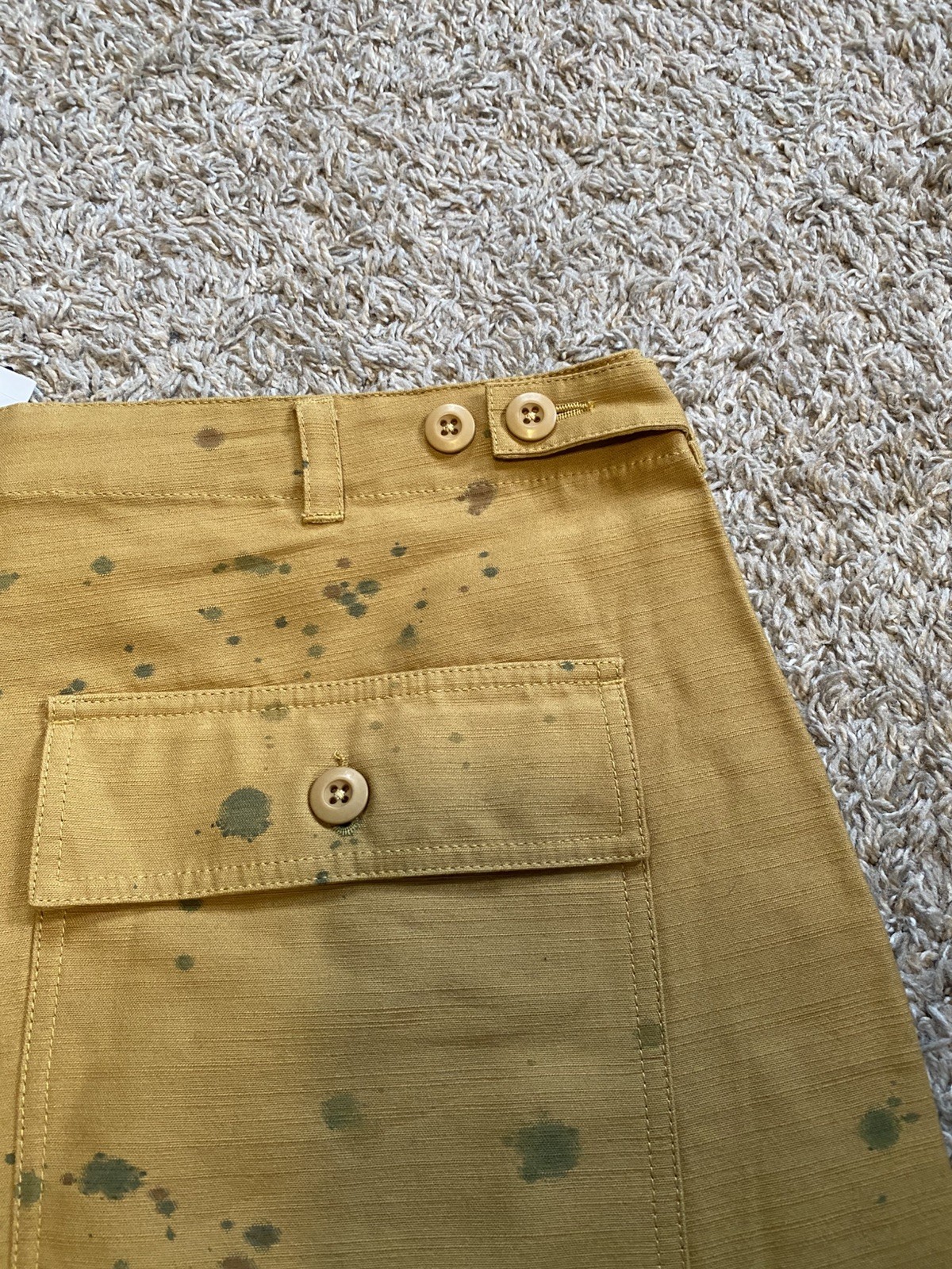 NEW Round Two Army Pants Men Size 38 Military Fatigue khaki baggy paint splatter