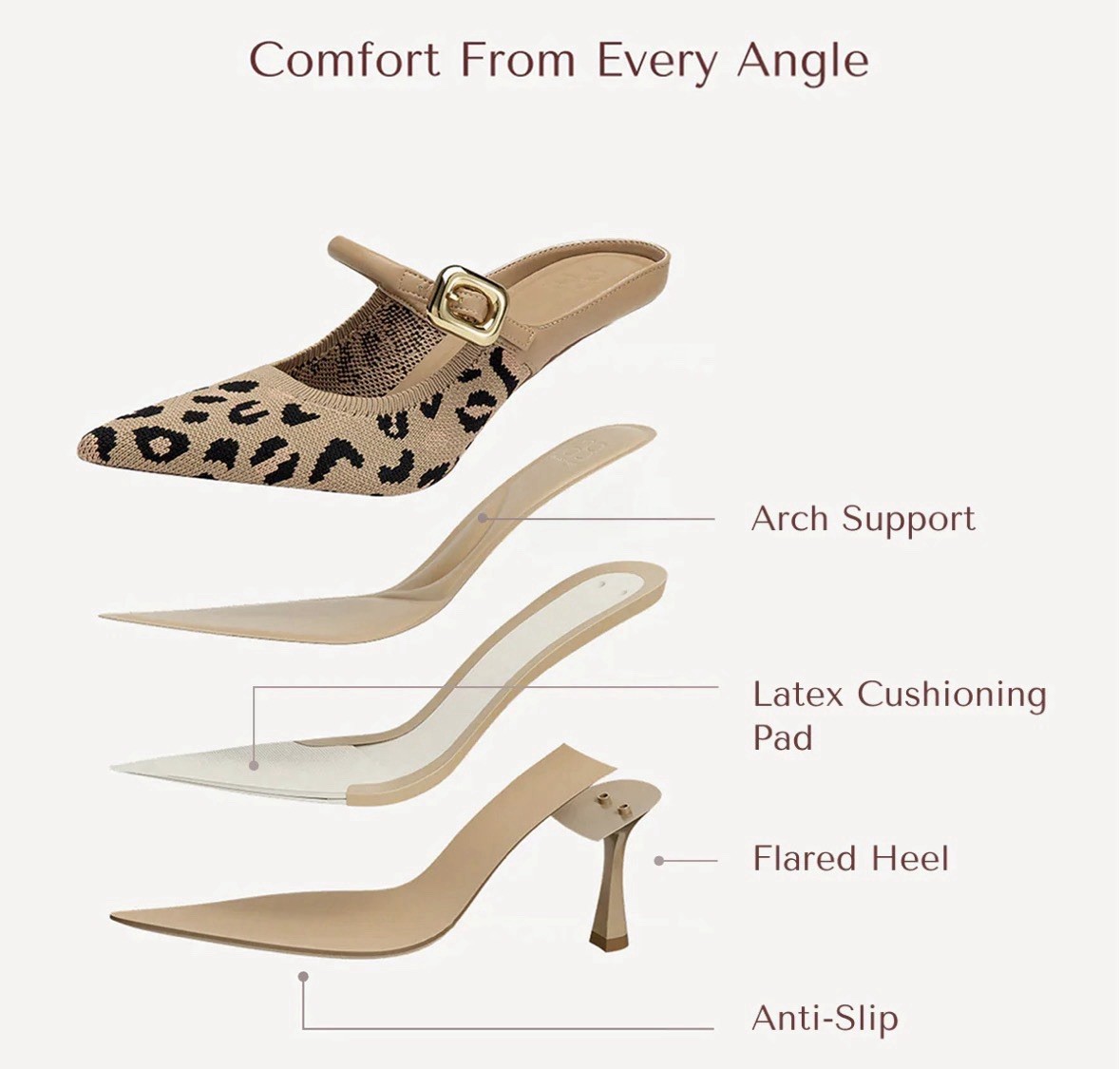 GraceLithe Pointed Toe Heeled Mule