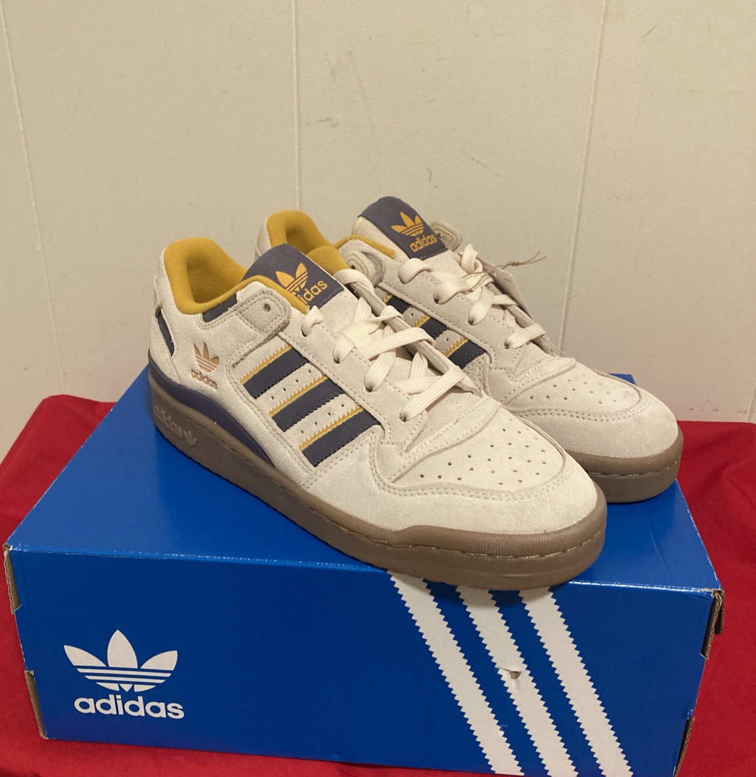 Adidas Forum Low CL Sneakers White Purple Yellow Men 8 Women 9.5 NIB