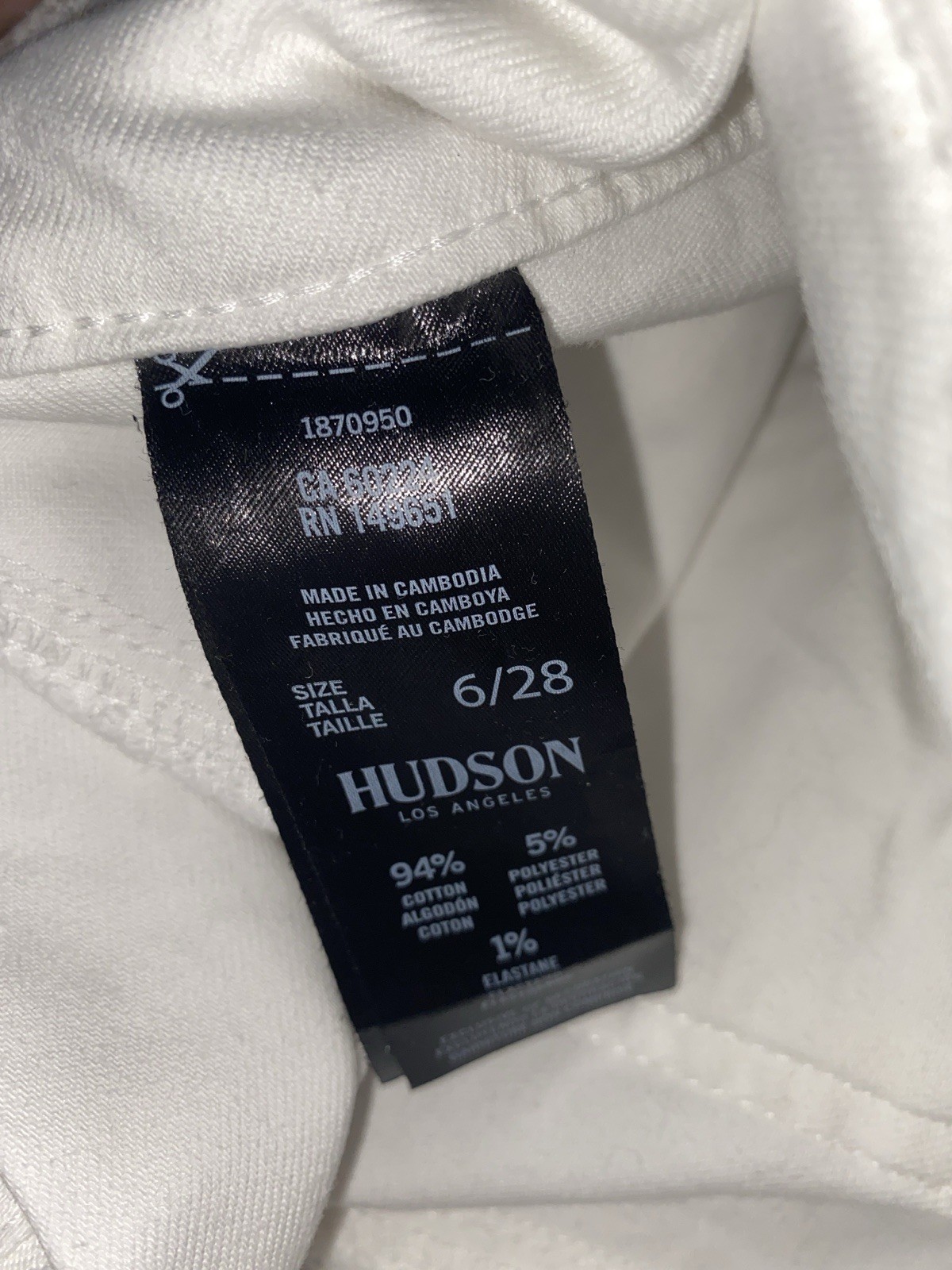 Hudson Women’s White Wide-Leg High Rise Denim Jeans w/ Pockets Size 6