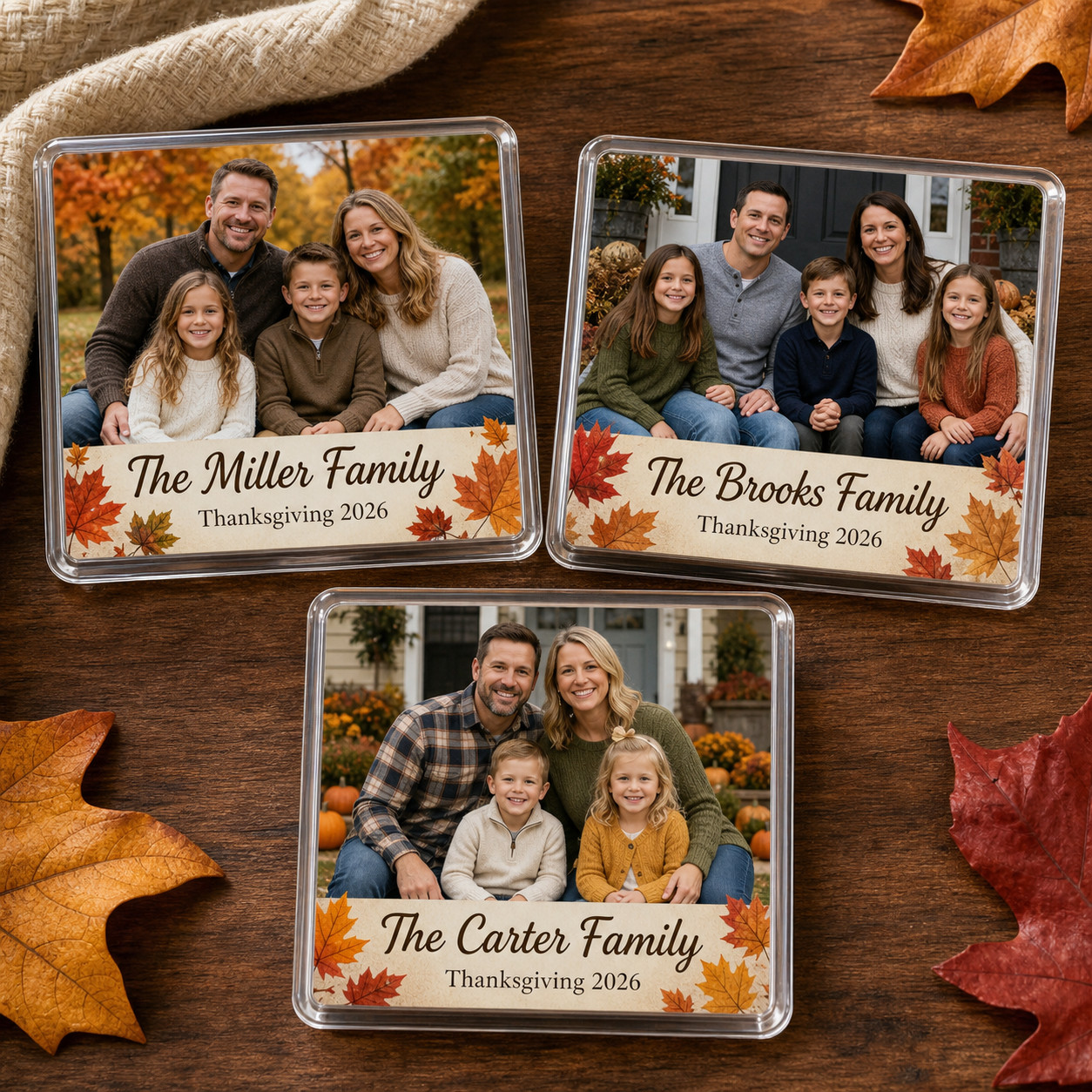 Personalized Thanksgiving Family Photo Magnet Custom Name Year