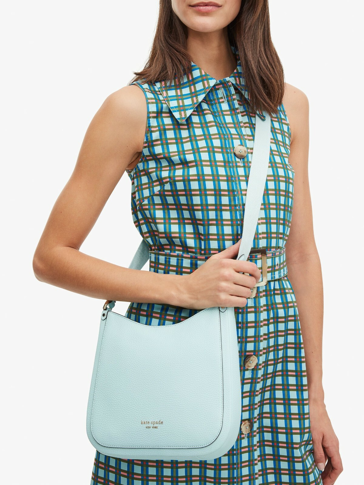 R Kate Spade Roulette Messenger in Blue Leather Crossbody PXR00329 NWT $228 FS