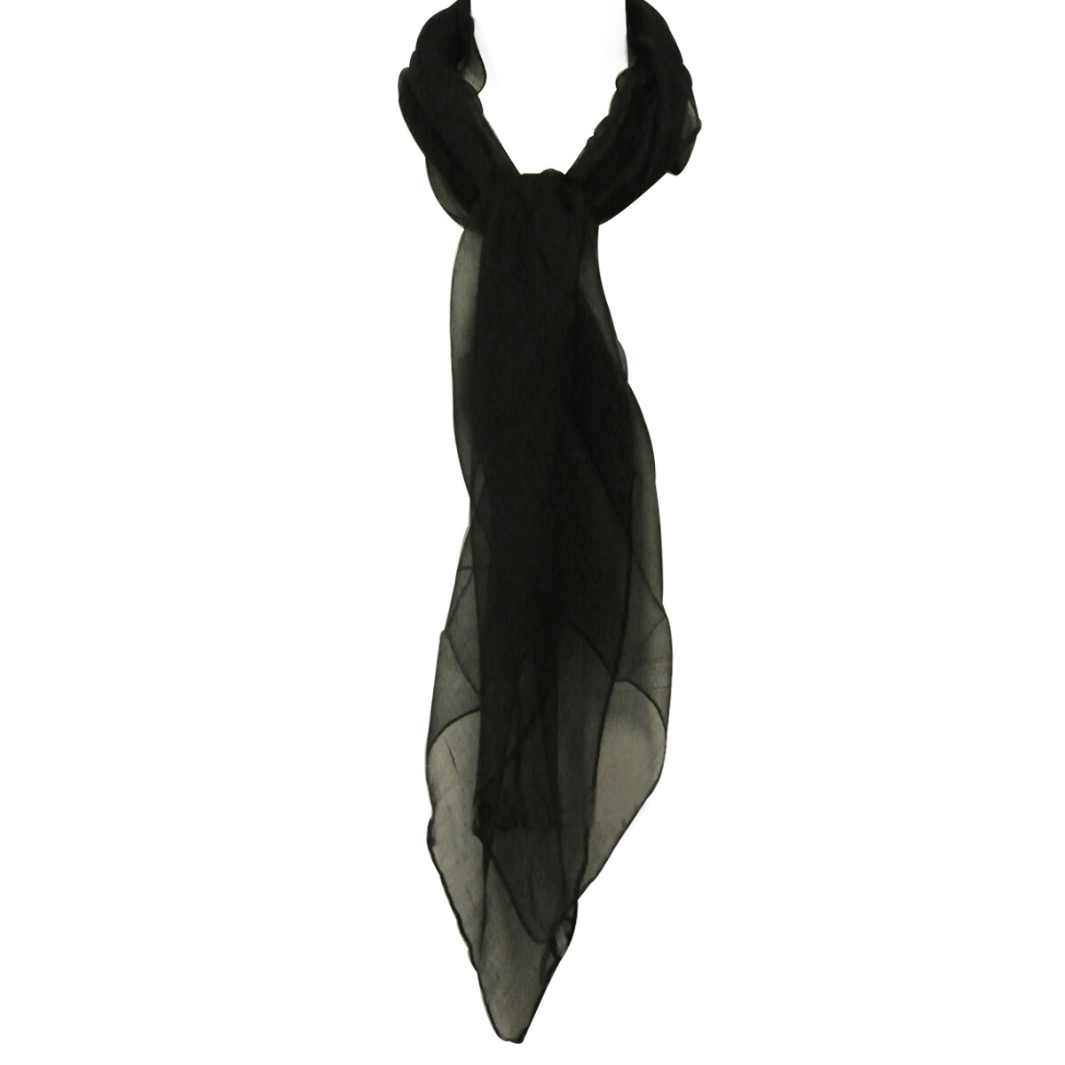 Wrapables Solid Color 100% Silk Long Scarf, Black