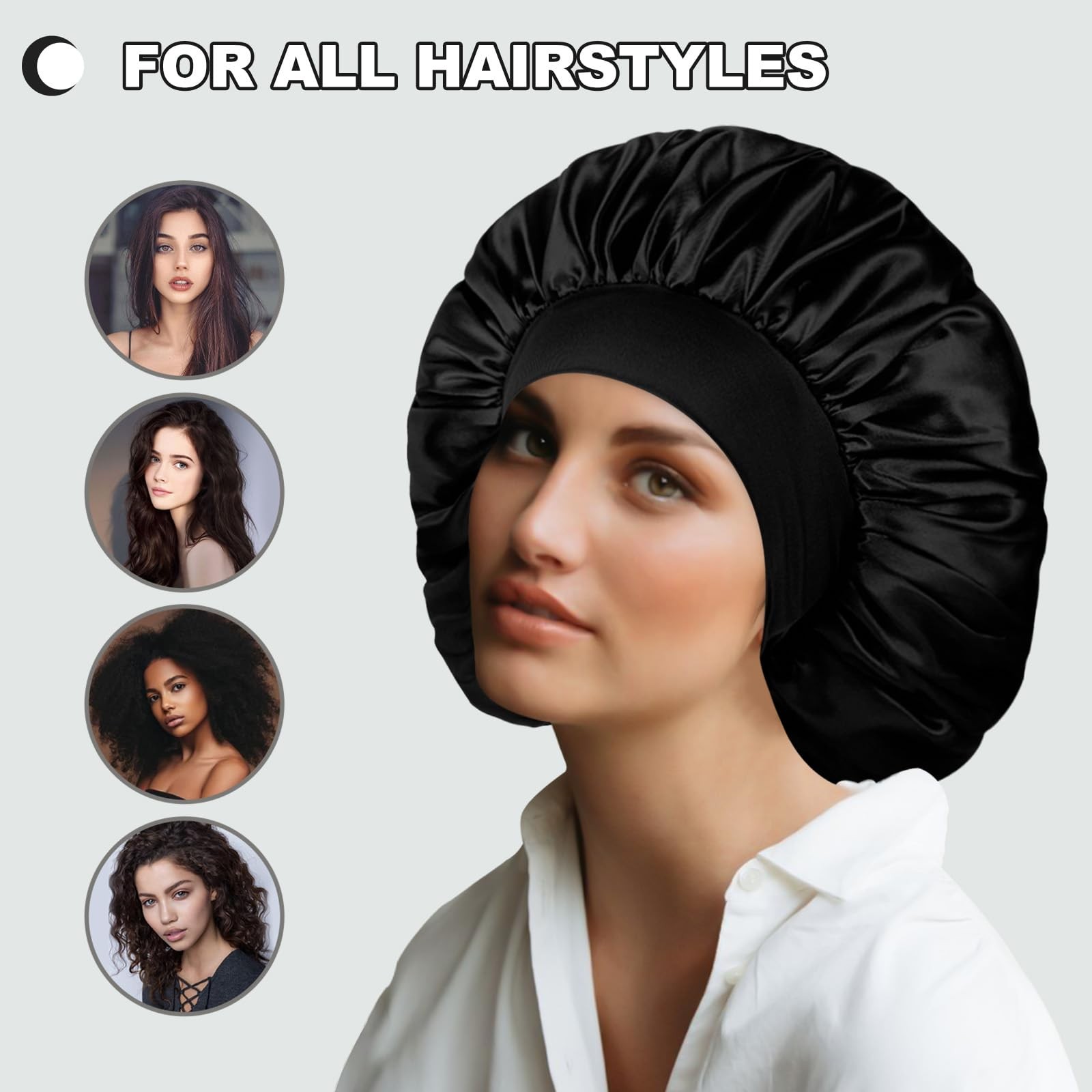 Extra Large Satin Bonnet Hair Cap, 17inches Silk Bonnet for Sleeping, Jumbo S…