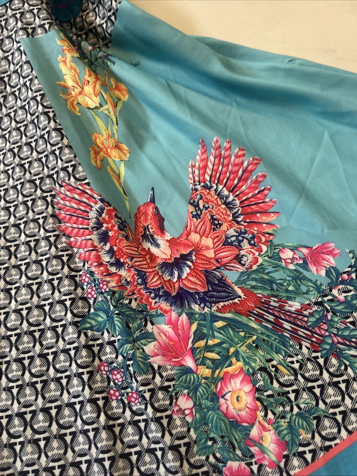 Dalia MacPhee Ladies Pretty Bird Floral Print Dress L Ladies See Measurements