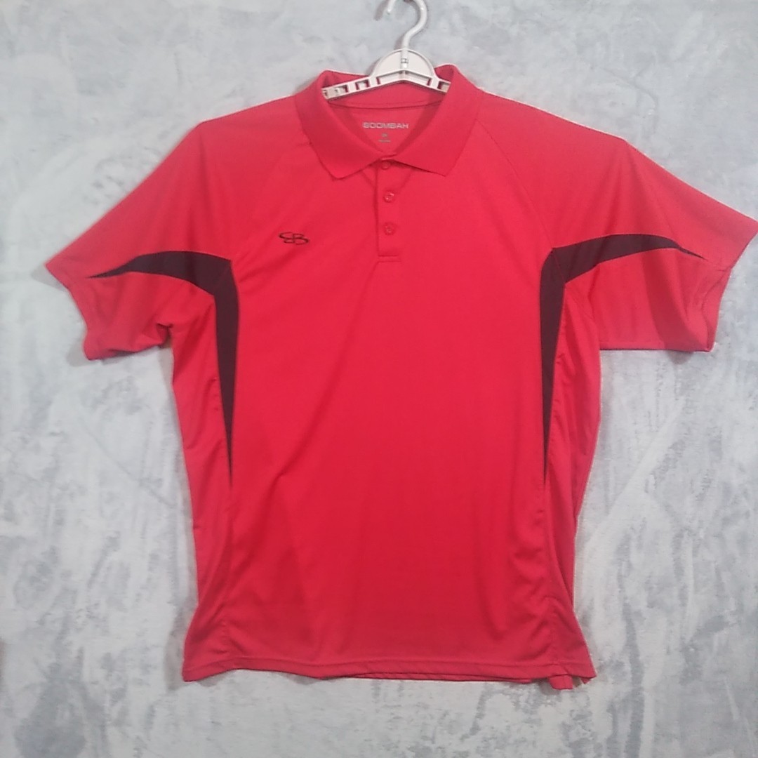 Boombah Mens Polo Shirt XXL Short Sleeve Red With Black Trim