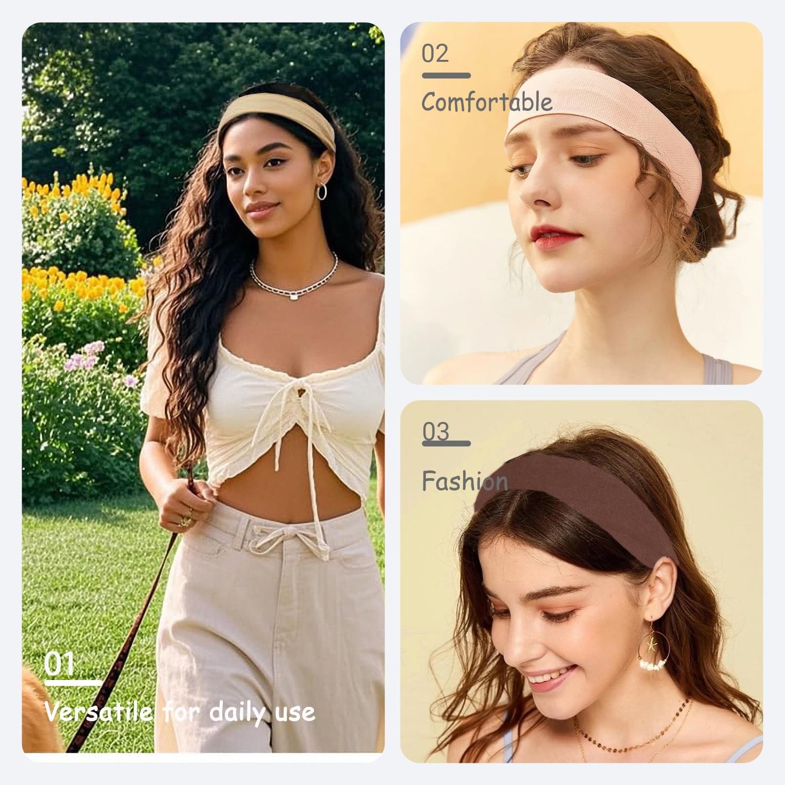 Headbands for Women Non Slip, 9Pcs Soft Elastic Hair Bands for Women’s Hair