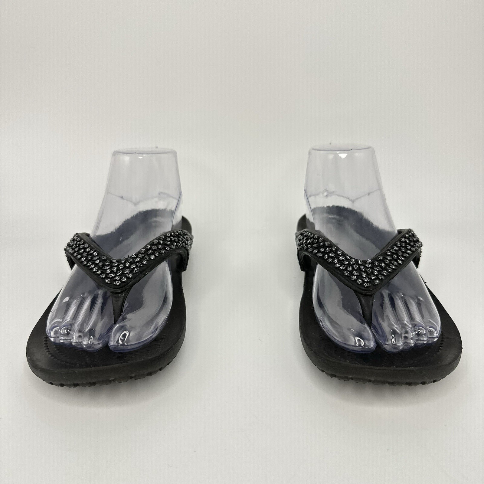 Crocs-Kadee II Embellished Size 8 Women Sandal Flip Flop Thong Black 205741