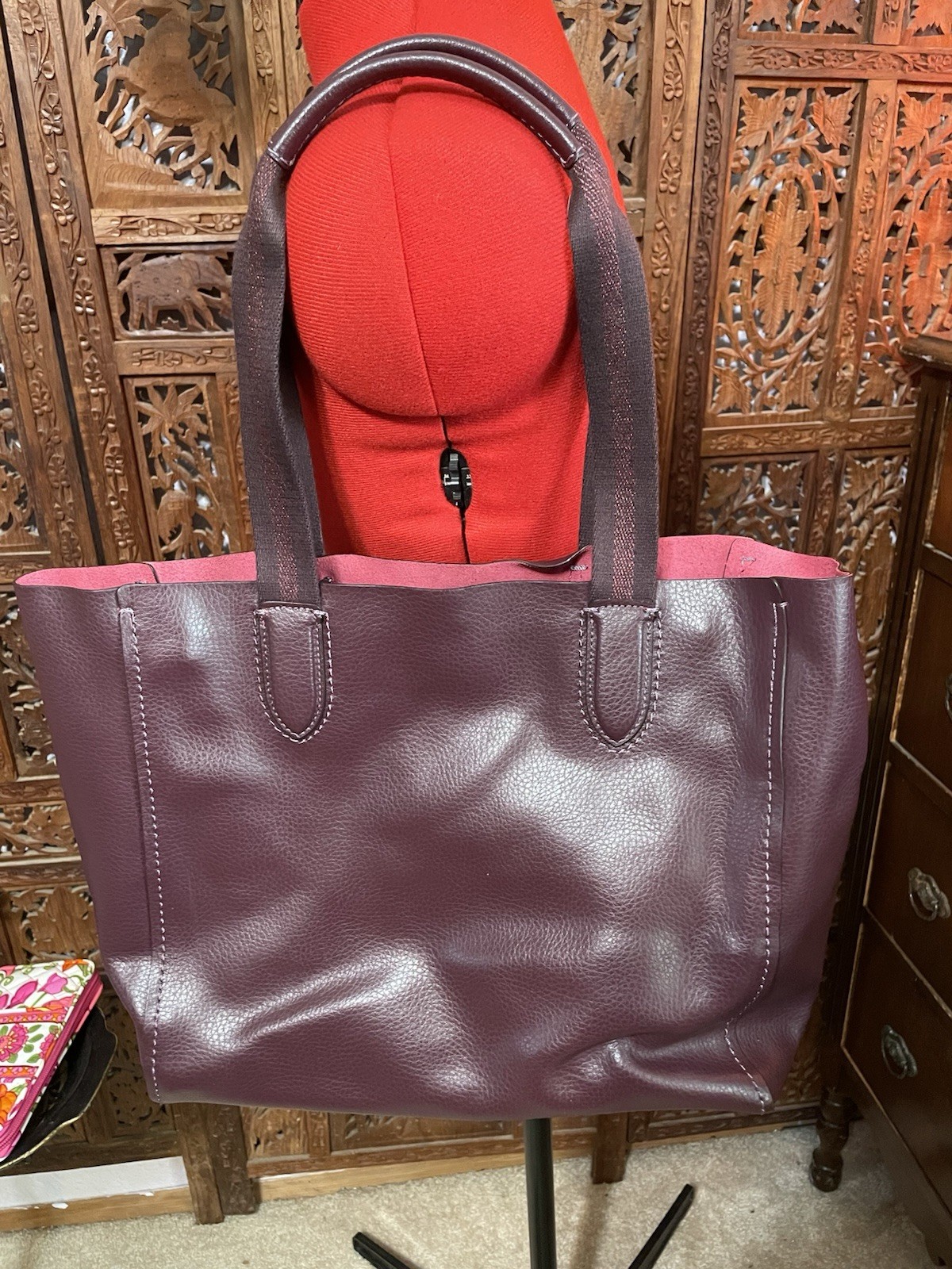 Coach Derby Tote Leather Burgundy Shoulder Bag NWT