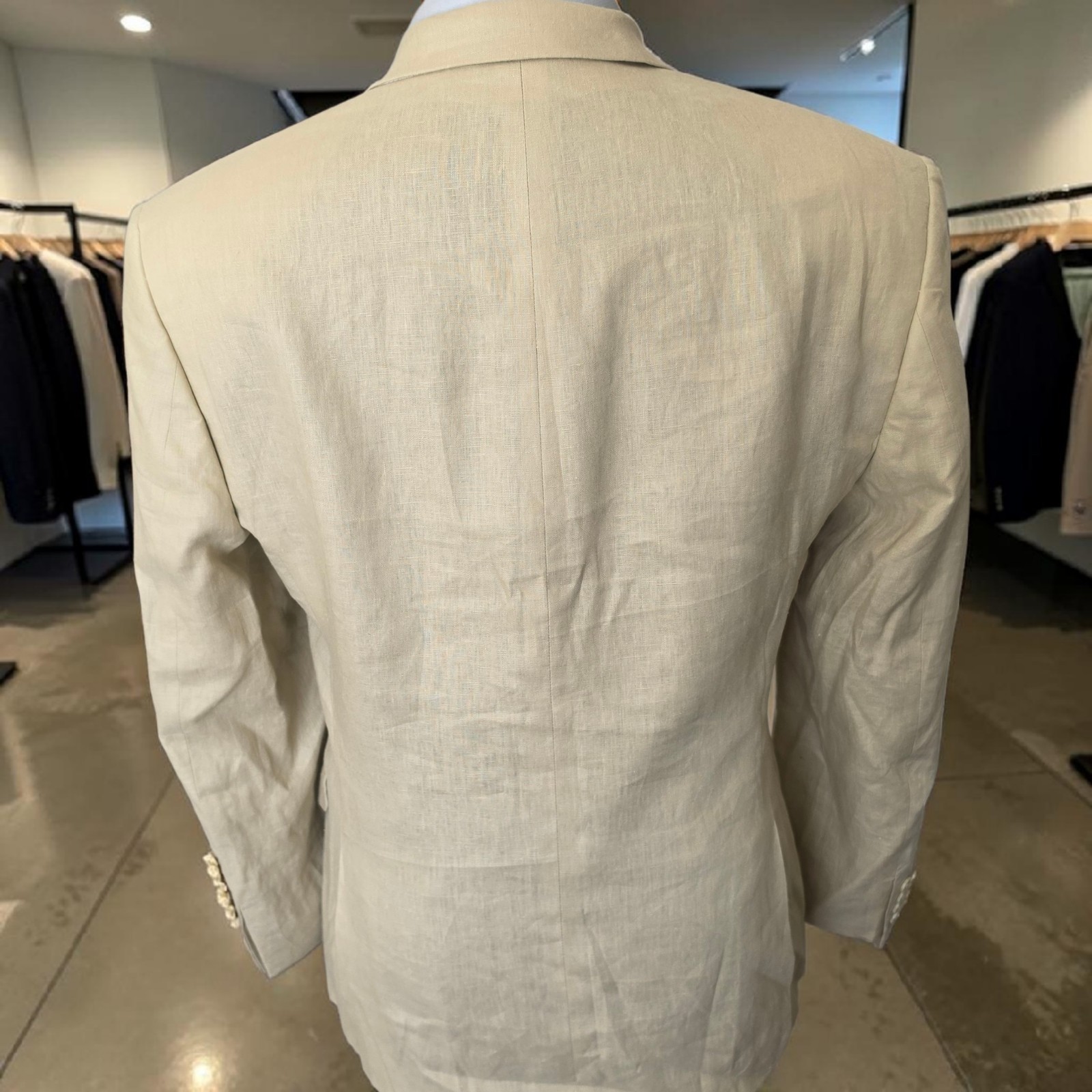 New Calvin Klein Linen Blazer 42r Dual Vent Beige