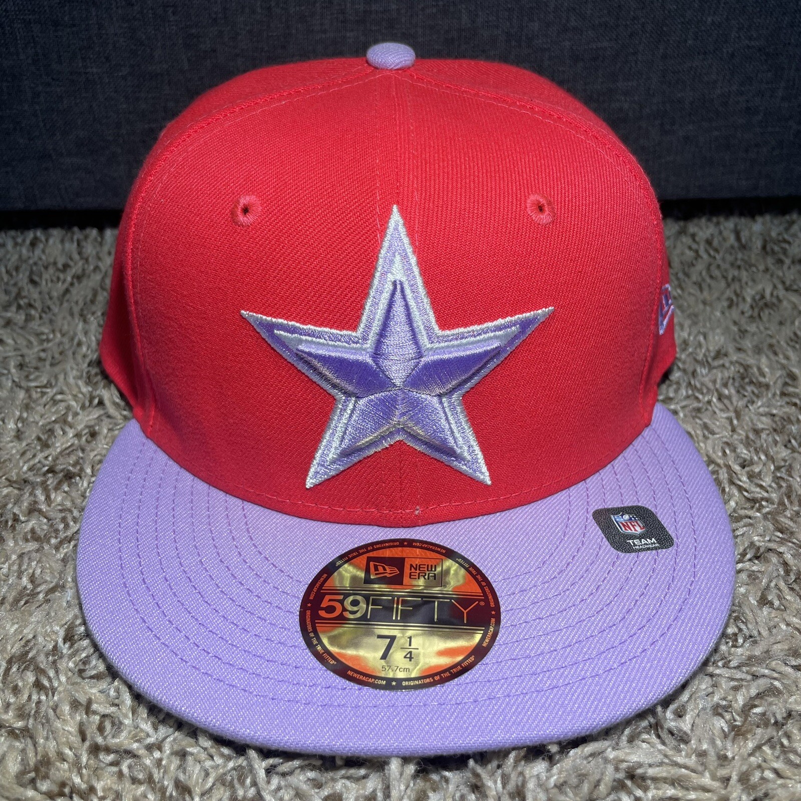 New Era Dallas Cowboys Color Pack Hat 2-Tone Size 7 1/4 Cap Red Purple 9FIFTY