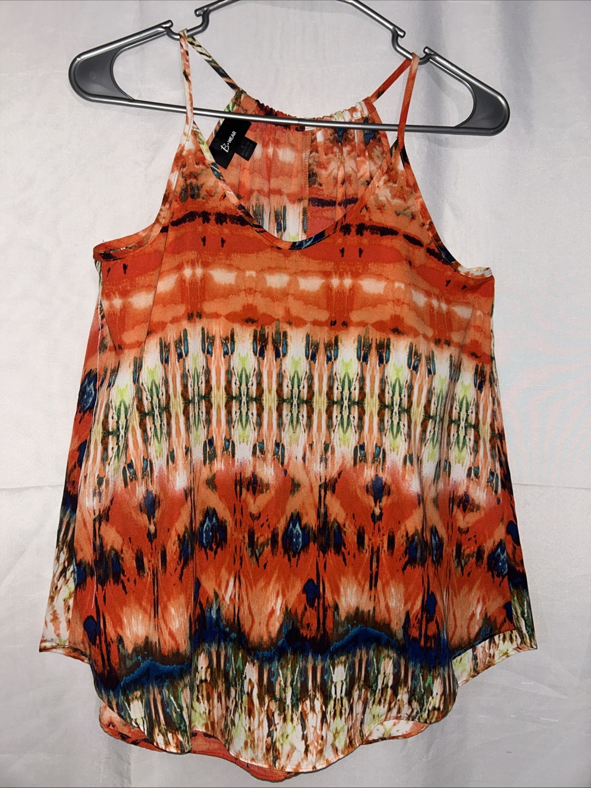 B Wear Women’s Breezy Orange Multicolor Tank Top Size S