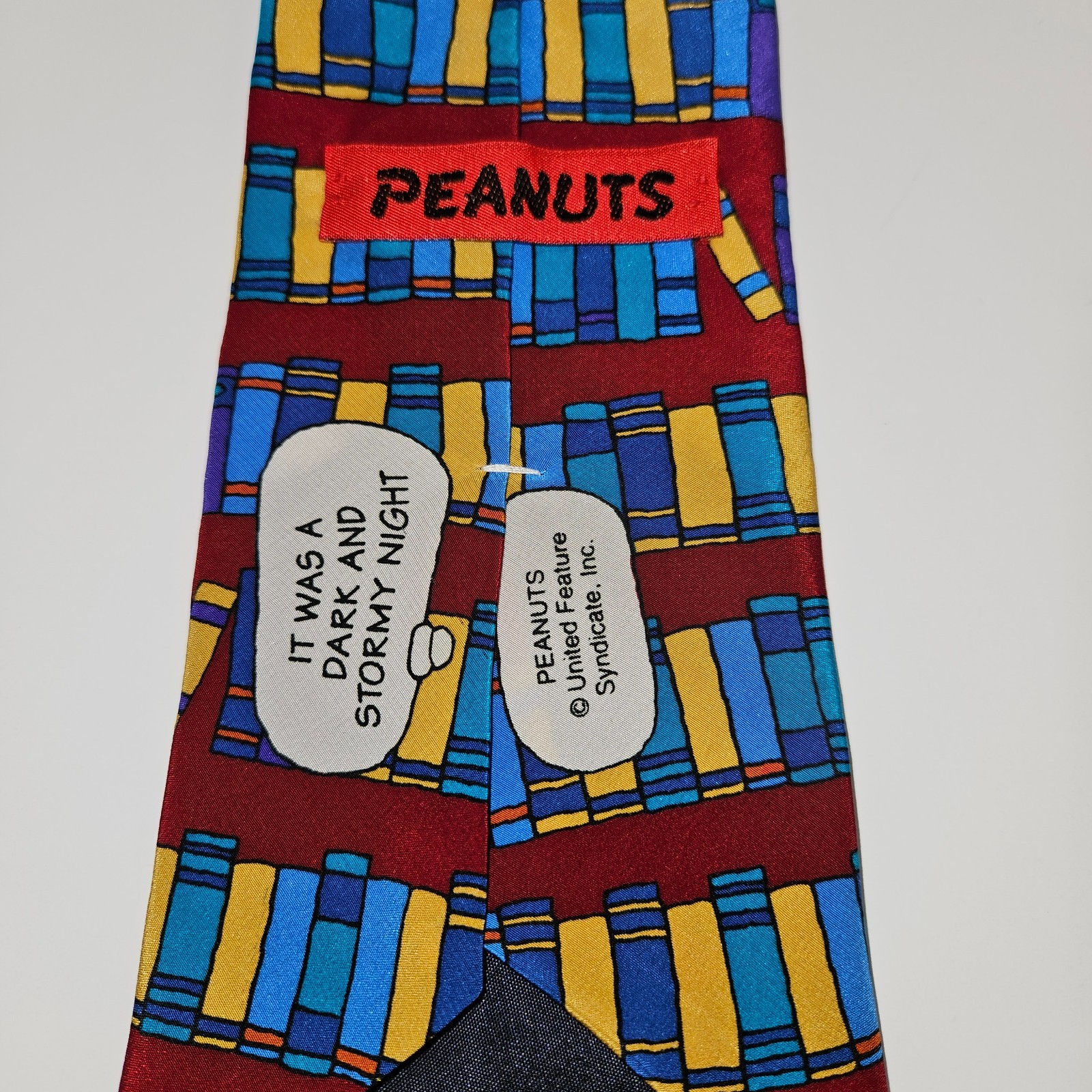 Peanuts Snoopy Book Neck Tie 100% Silk Dark Stormy Night Teacher Librarian READ