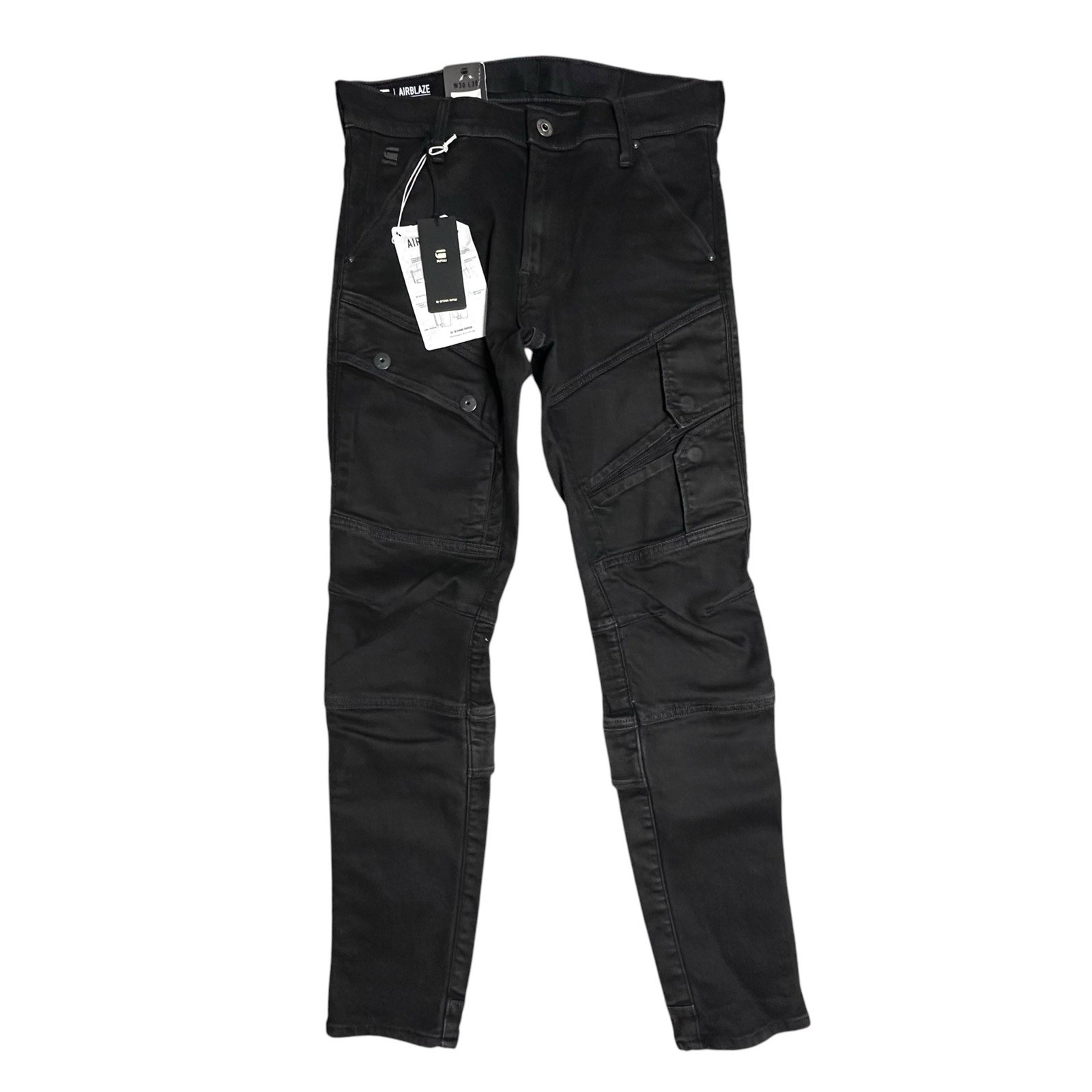 G-Star Raw NEW Men’s Airblaze 3D Skinny Jeans In Deep Black Sz.30×29” Bikercore