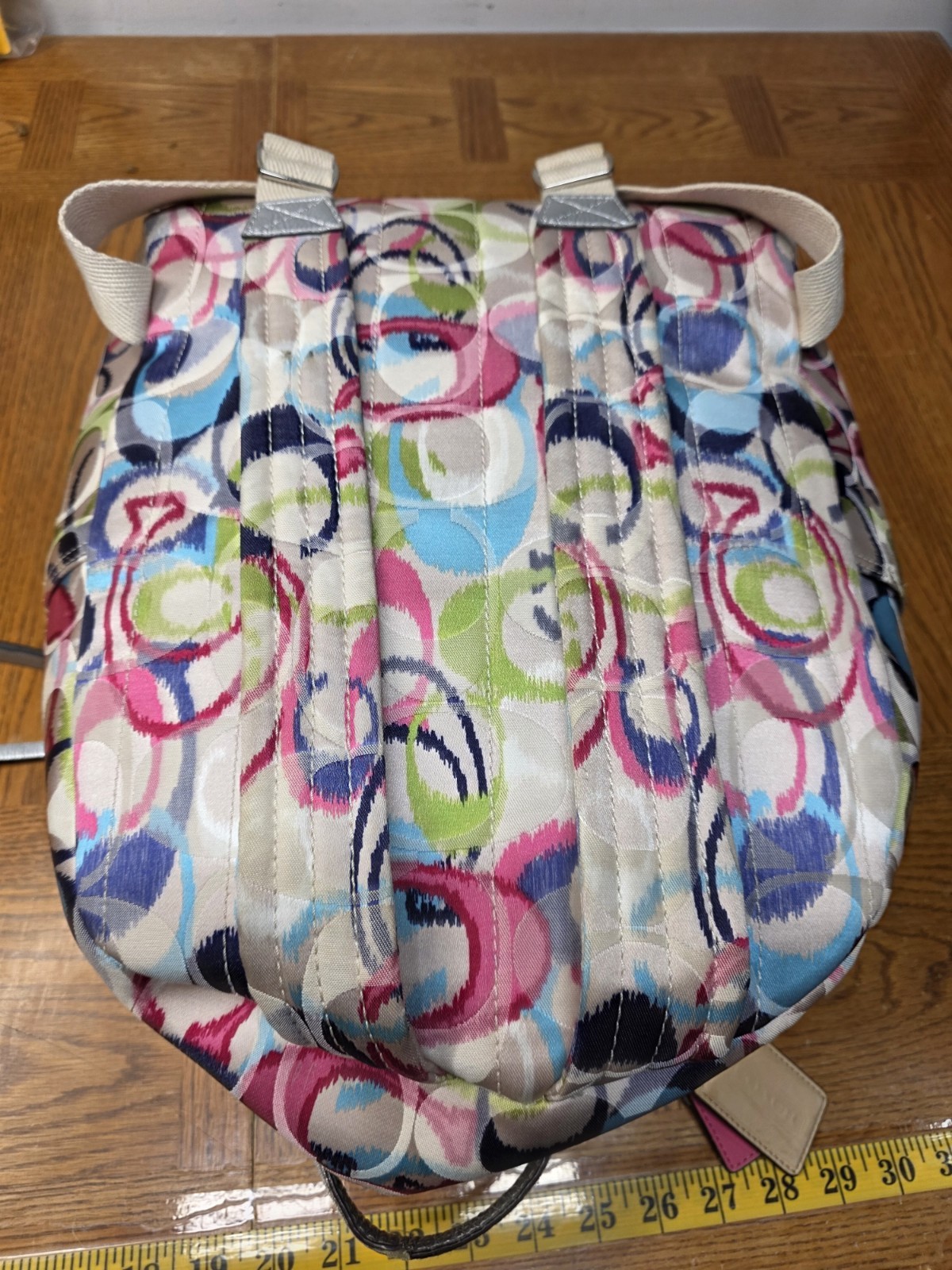 Coach Backpack Poppy Ikat Multicolor Silver Large 19872 GUC