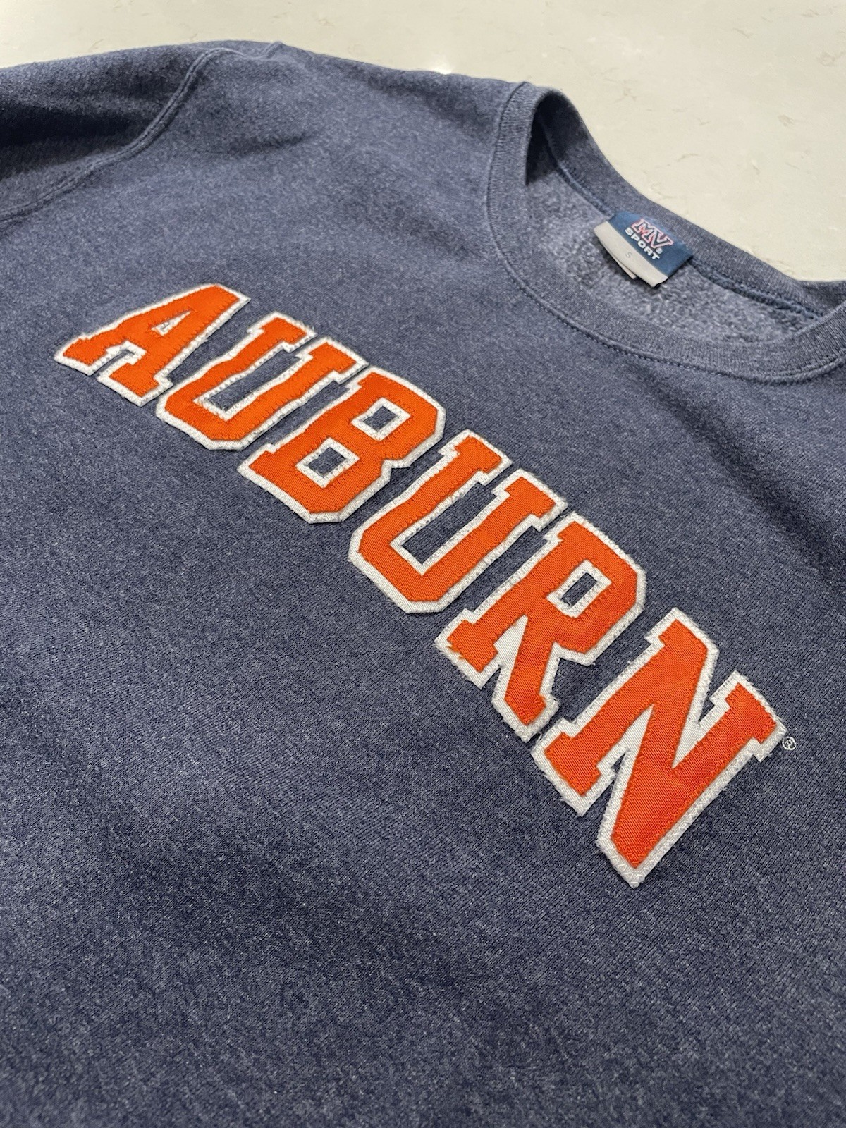 Auburn University Size S Embroidered Classic Blue Orange Crewneck Sweatshirt