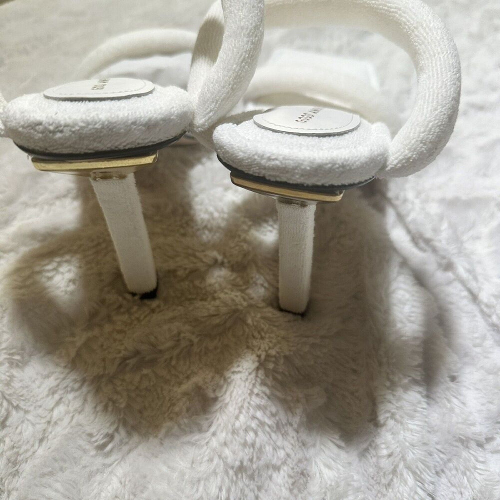 Good American White Terry Cloth Mule Sandals 4” Heel Size 11 NWT Resort