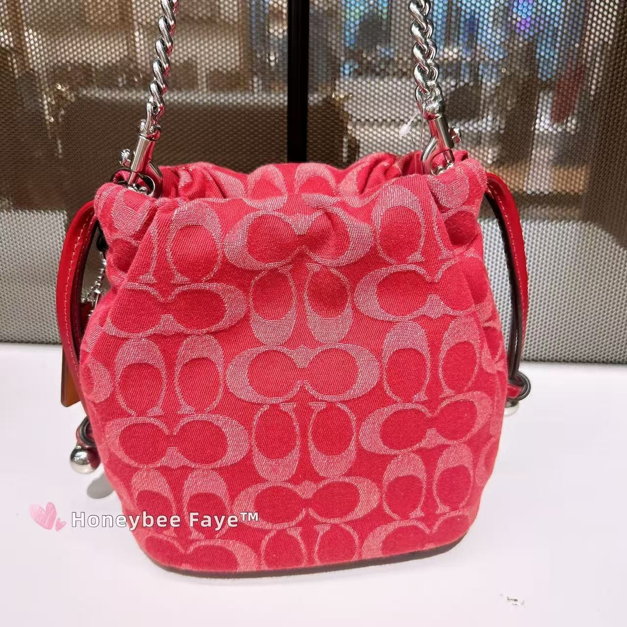 NWT Coach Faye Mini Drawstring Bag In Signature Denim CCZ45/CDE32