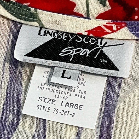 Vintage Lindsey Scott Vest Giraffe & Flower Print Button Up Artsy Boho Large
