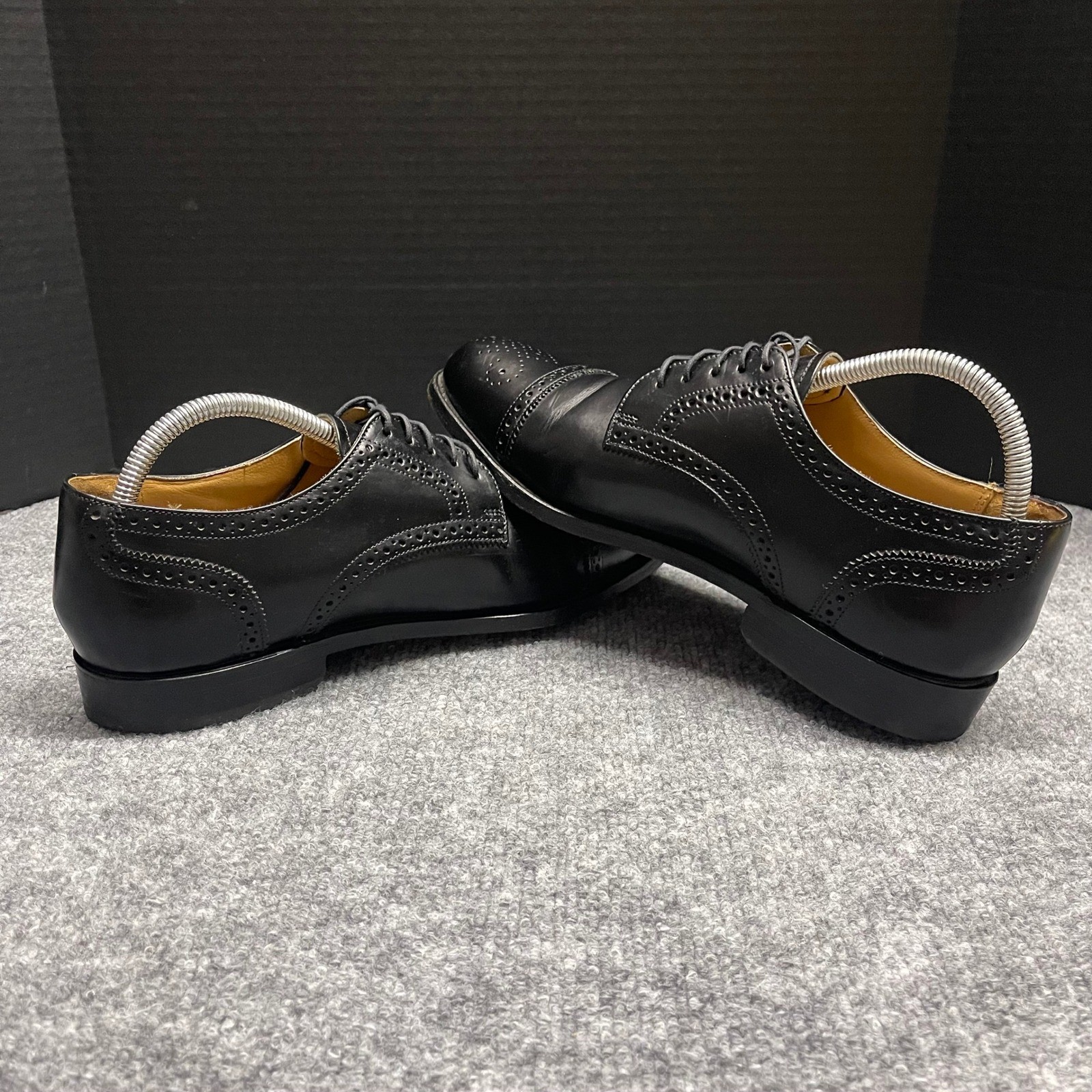 Bostonian Crown Shoes Size 9 D/B Windsor First Flex Black Leather Wingtip Brogue