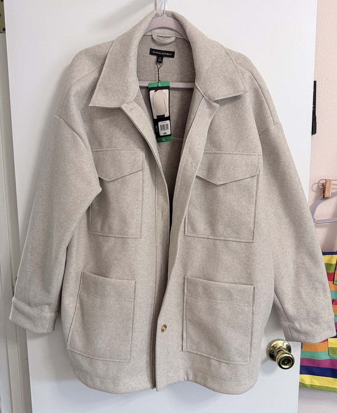 NWT Banana Republic Women’s Jacket Shirt Button Up 4-Pocket Beige SIZE XL Thick