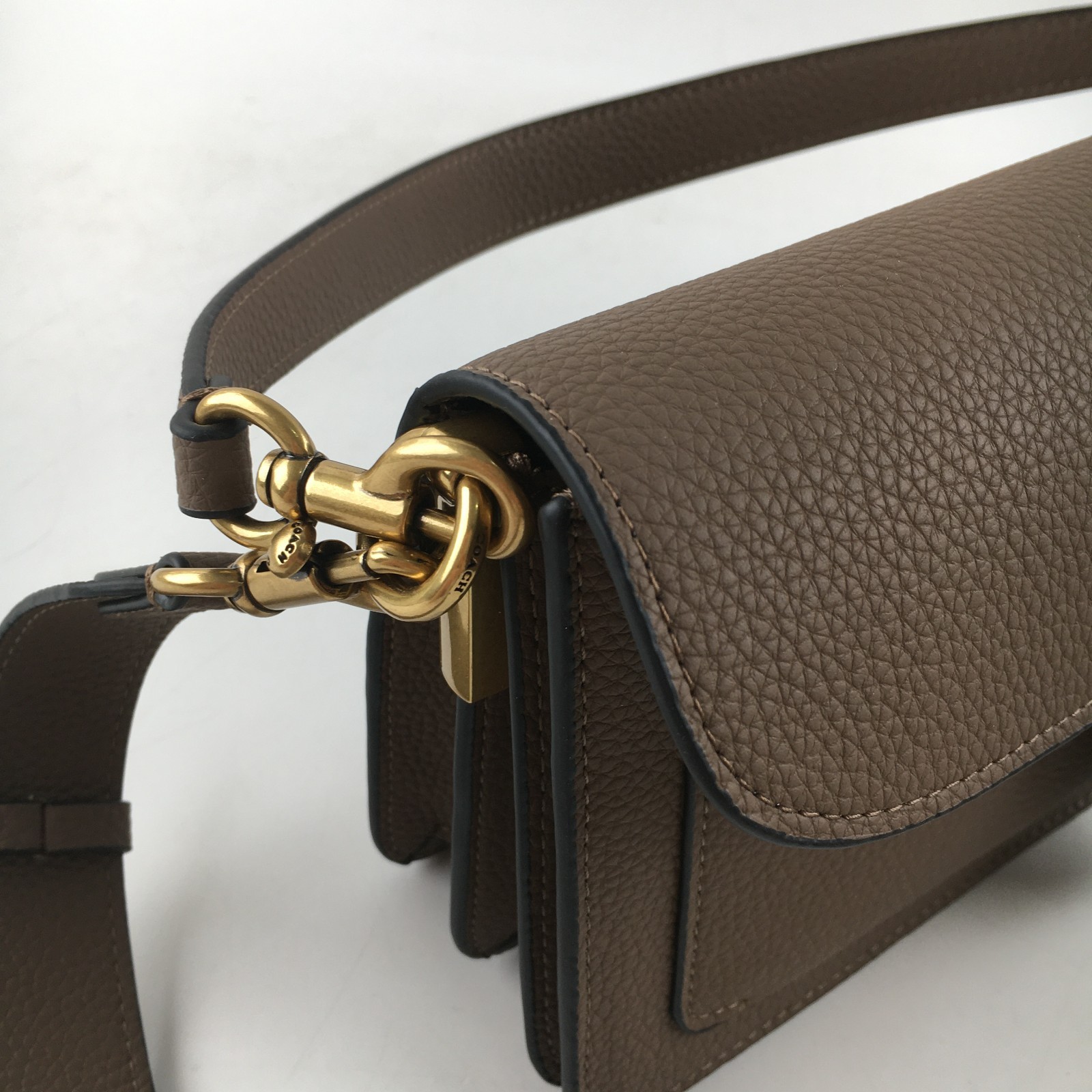 COACH CH857 Tabby Shoulder Bag 26 Polished Pebble Leather Dark Brown Outlet New
