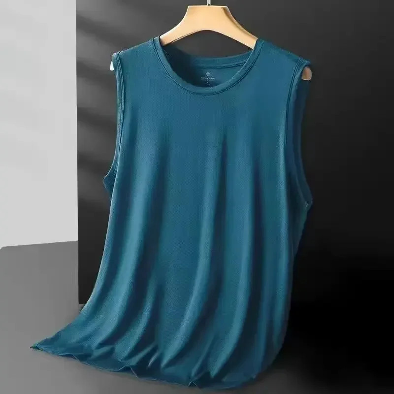 Mens Tank Top Ice Silk Mesh Sleeveless Vest Quick Dry Gym Running Summer S-5XL