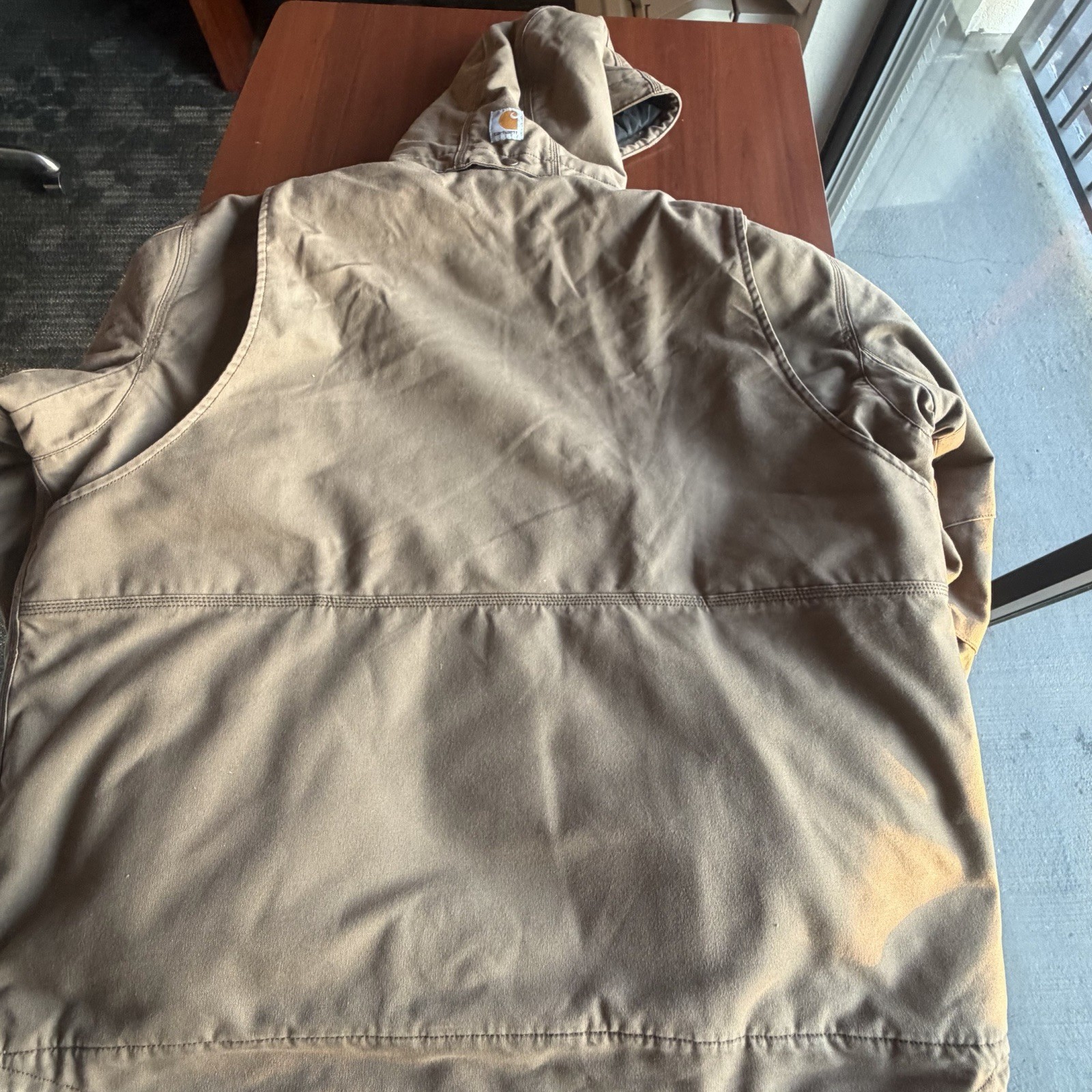 Carhartt Full Swing Hooded Jacket XL Brown 3M Thinsulate Loose Fit Work Coat.