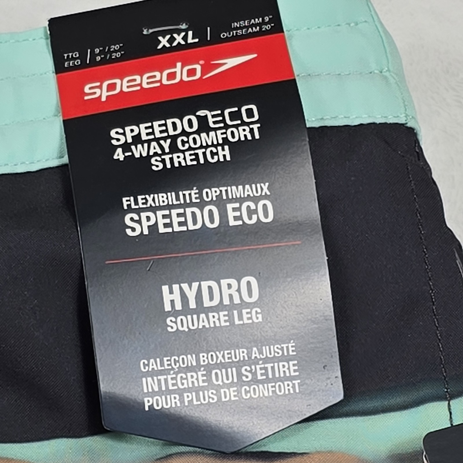 Speedo Board Shorts 9″ Men’s XXL Volcanic Ash Hydro Square Leg Eco Stretch New