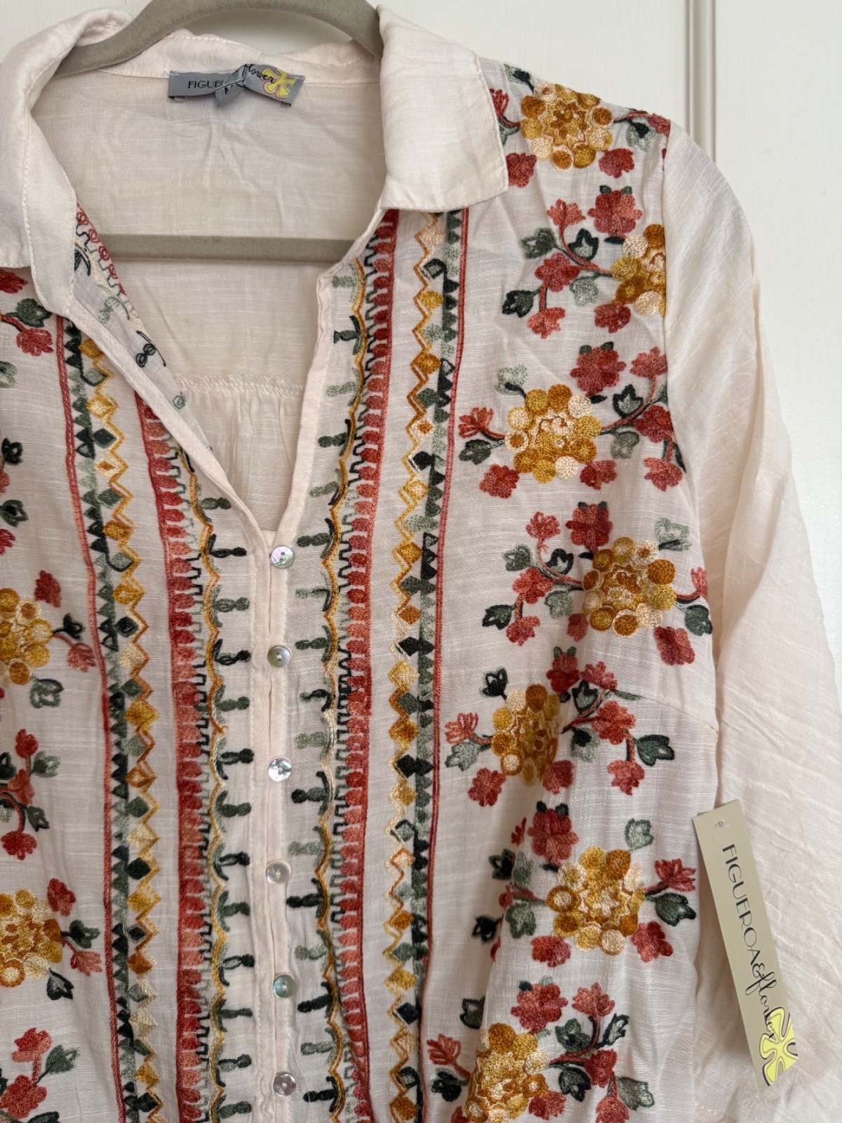 NWT Anthropologie Figueroa Flower Peasant Blouse Boho TOP Shirt S M L XL Embro