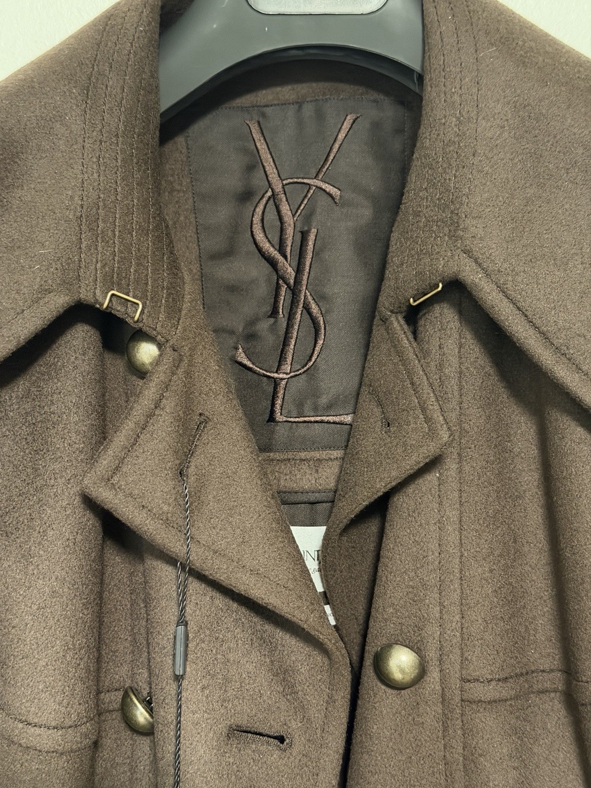 Yves Saint Laurent ‘Rive Gauche’ Cashmere Coat. Brown. New. FR 42. IT 44/46. M/L
