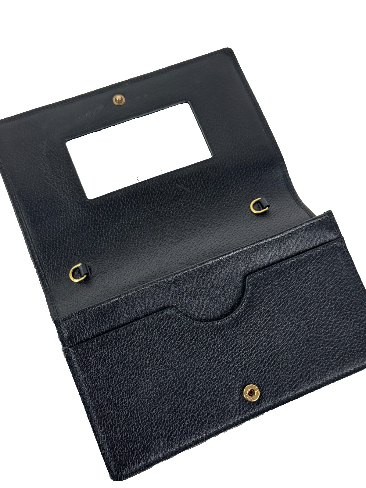 Gucci New Auth Black Leather Mini GG Marmont Crystal Wallet Chain Bag Dust Bag