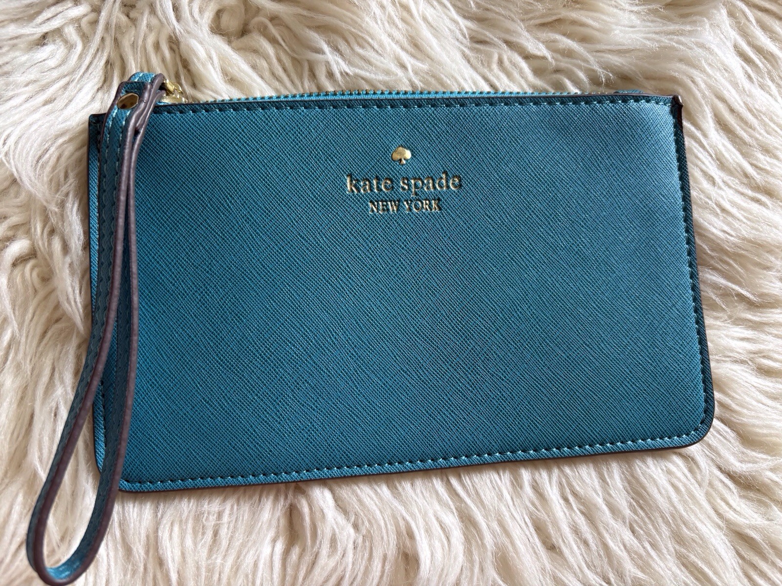KATE SPADE NEW YORK Wristlet Wallet Clutch Teal Leather Fresh Air New w/out Tags