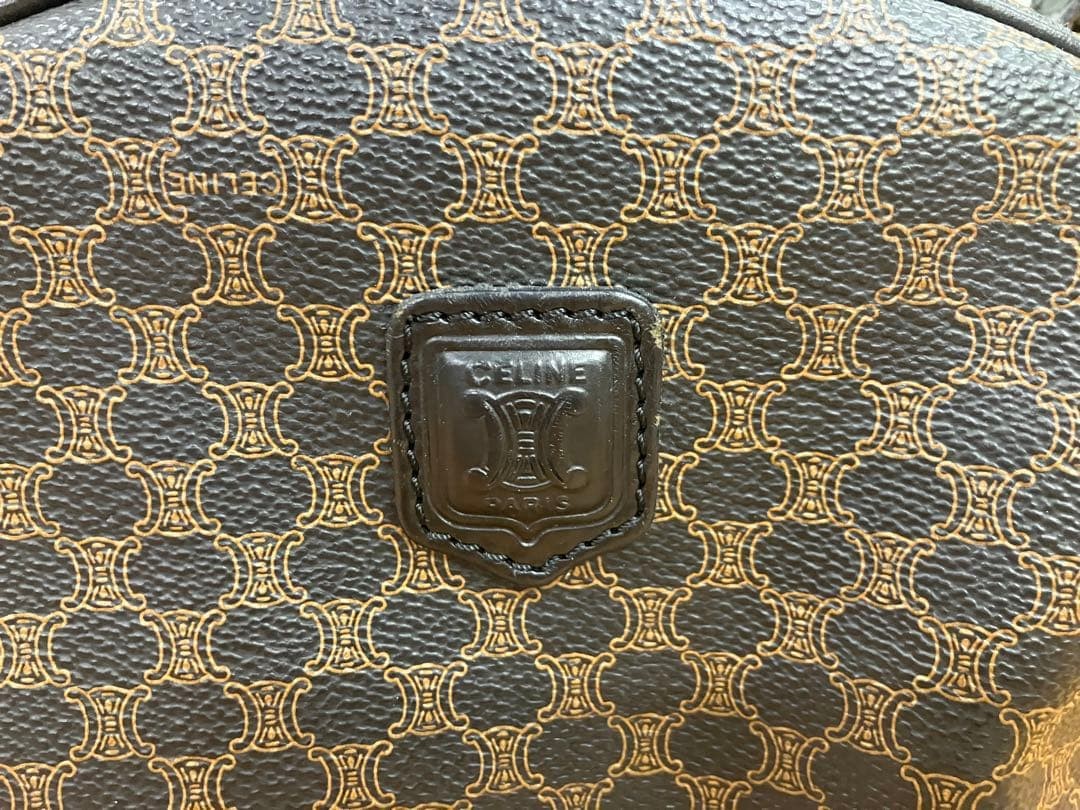 CELINE Mini Boston Bag Macadam PVC Leather Brown Authentic From Japan used