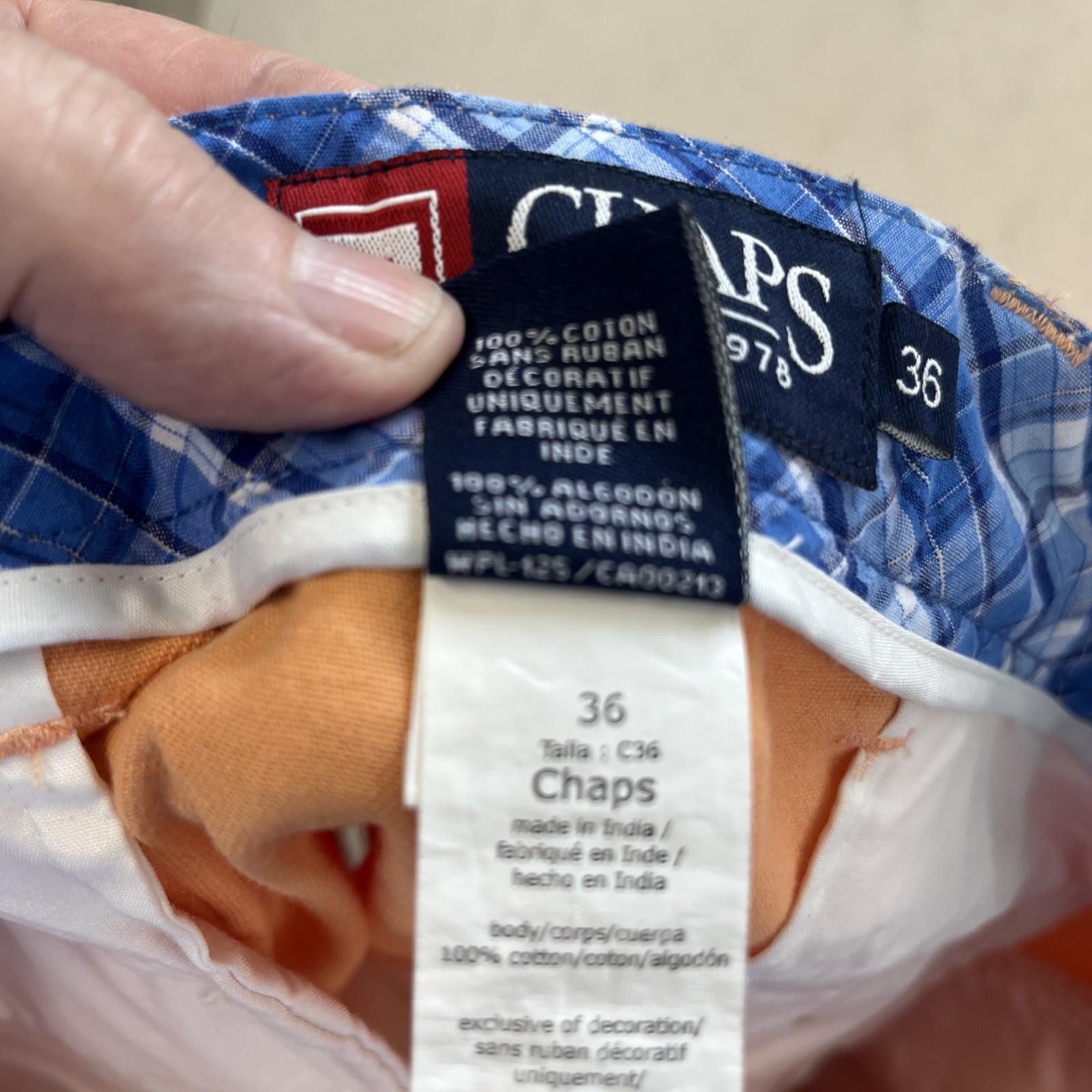 Chaps Men’s Shorts 36 Orange Knee Length 4 Pockets 9 Inch Inseam New With Tags