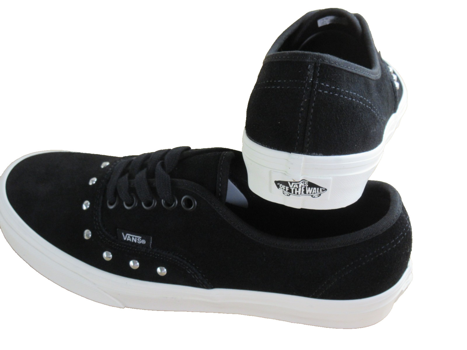 Vans Authentic Women’s Spikes Black White Suede lace up shoes Size 9 NIB