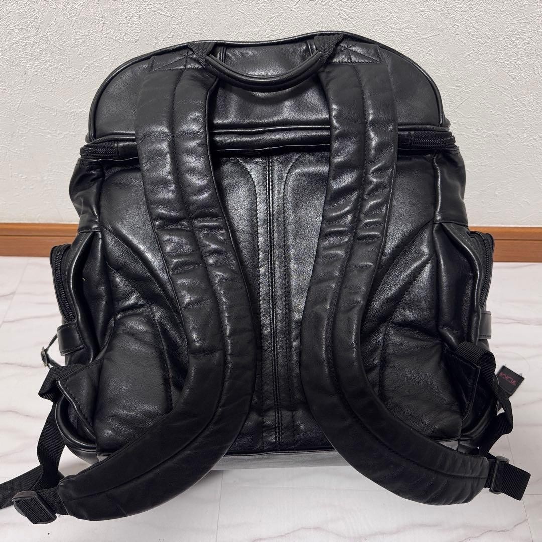TUMI All Napa Leather Deluxe Backpack Business Rucksack Black Discontinued Rare