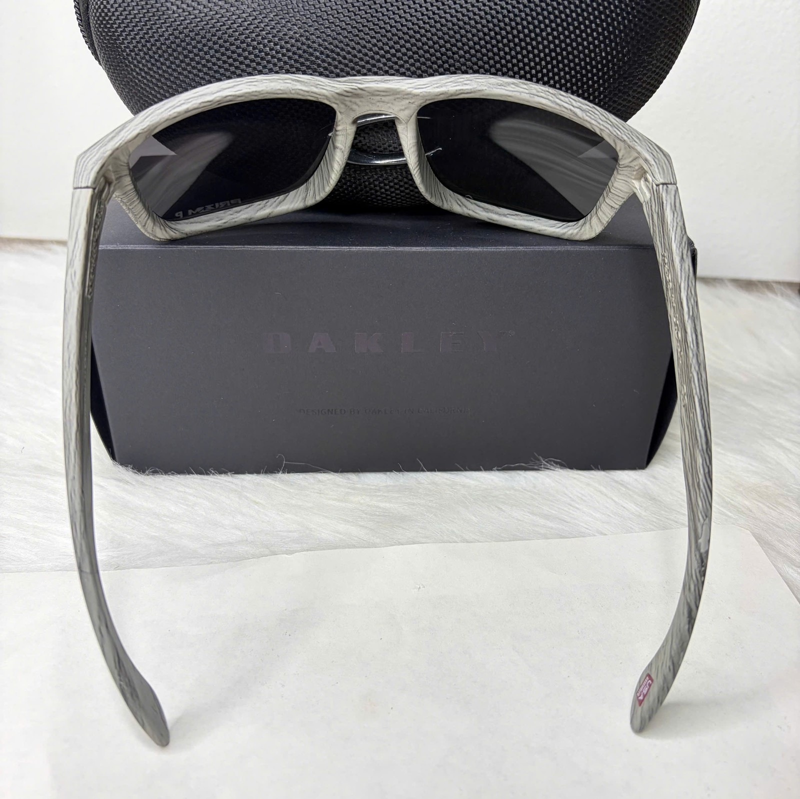 Oakley Holbrook Grey Woodgrain Sunglasses Silver Mirror Polarized UV400 Unisex