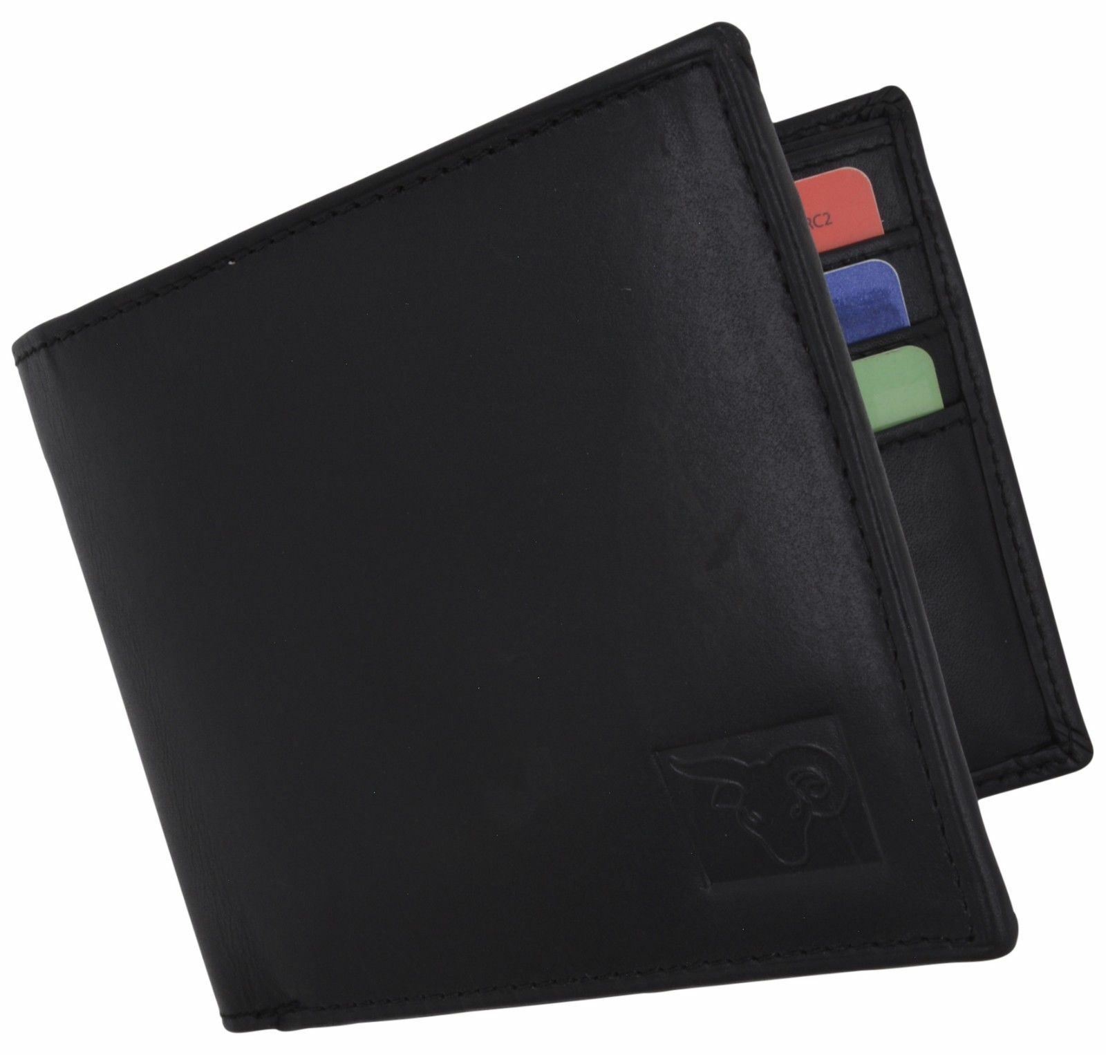 Mens Genuine Leather ID Card Holder Classic Design Slim Bifold Wallet by Cavelio