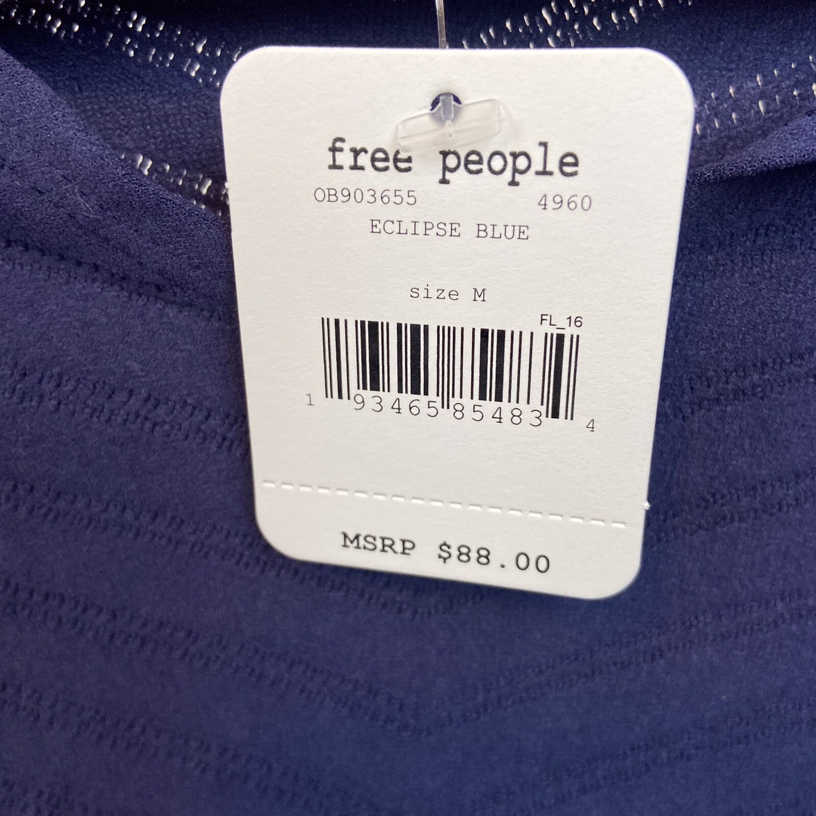 Free People Movement Gone Adrift Crop Top Medium NWT Navy Mesh Long Sleeve