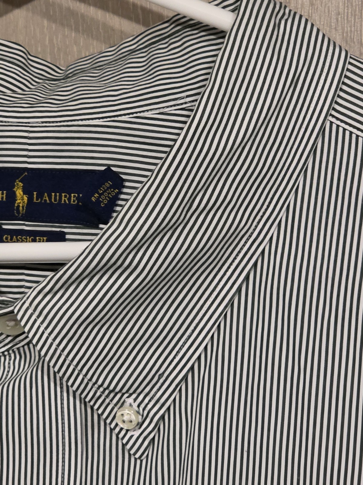 RALPH LAUREN Button Down Shirt Men’s 5XB BIG Navy White Striped Cotton