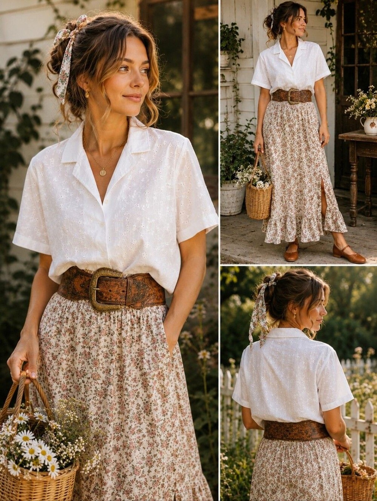 Vintage Cos Cob White Eyelet Short-Sleeve Button-Down Shirt