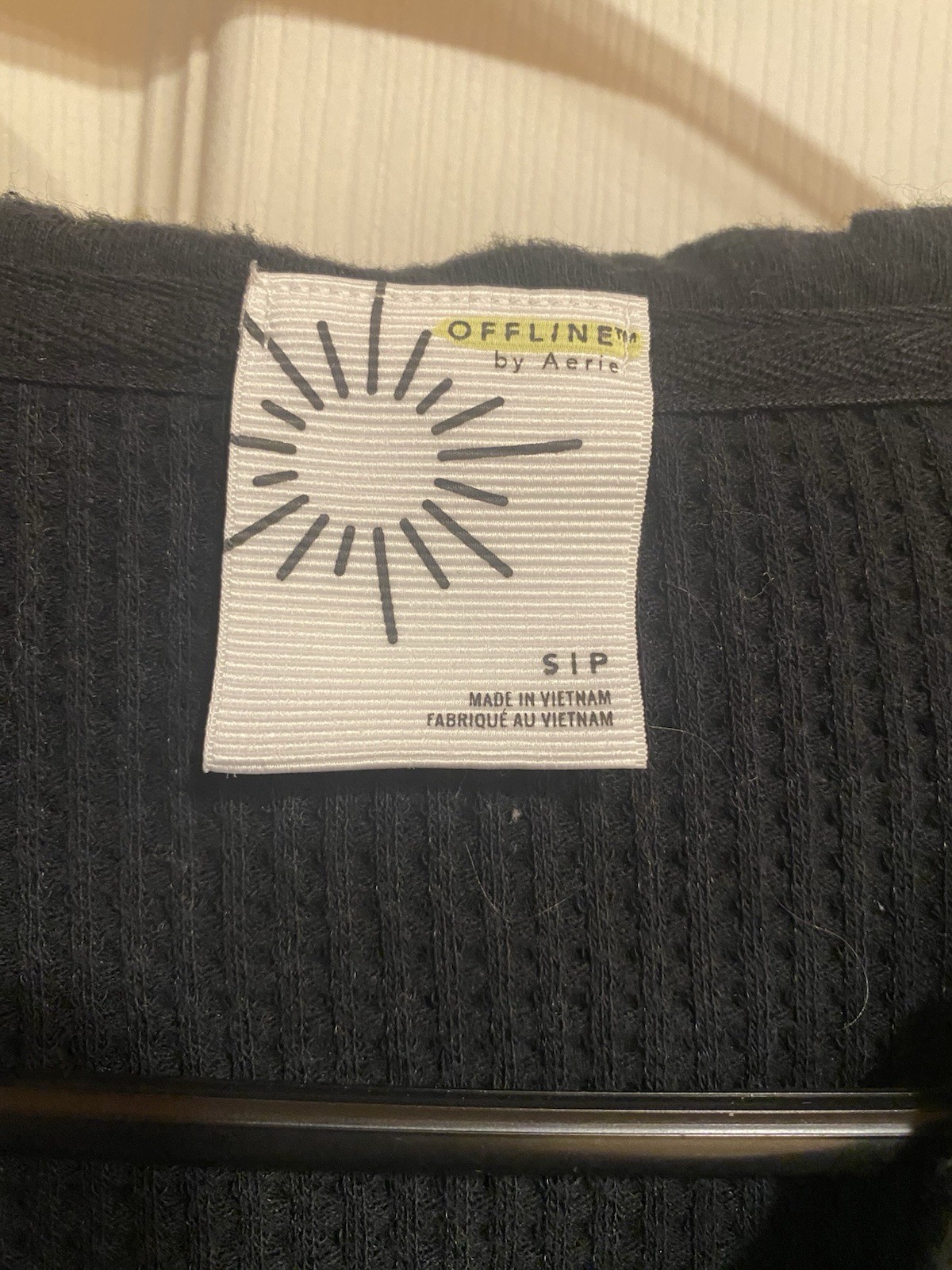 OFFLINE by Aerie Women Black Waffle Knit Snap Henley Long Sleeve Shirt S small