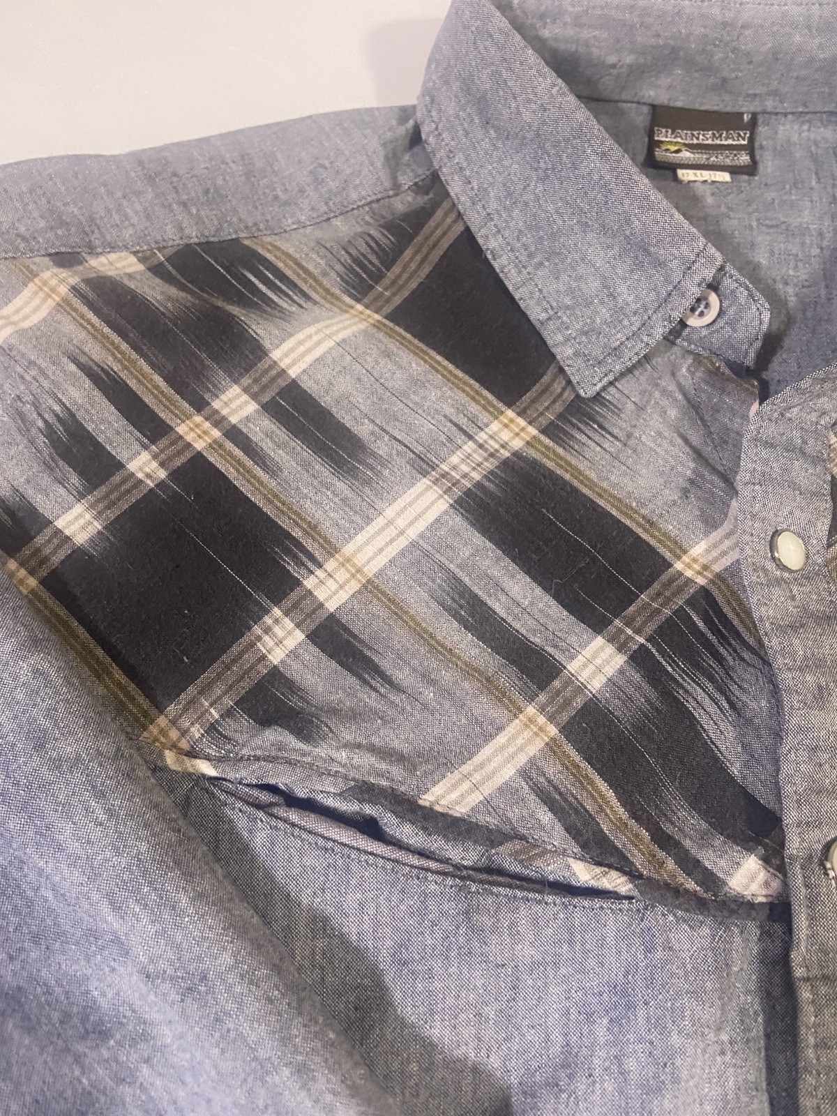 Plainsman Mens Pearl Snap Western Button Down Long Sleeve Shirt SIZE XL