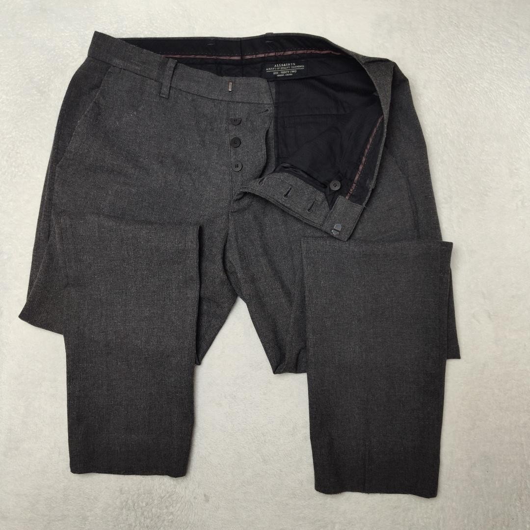 AllSaints Pants Mens 32×29 Gray Tweed Slim Lined Dress Button Fly Formal Slacks