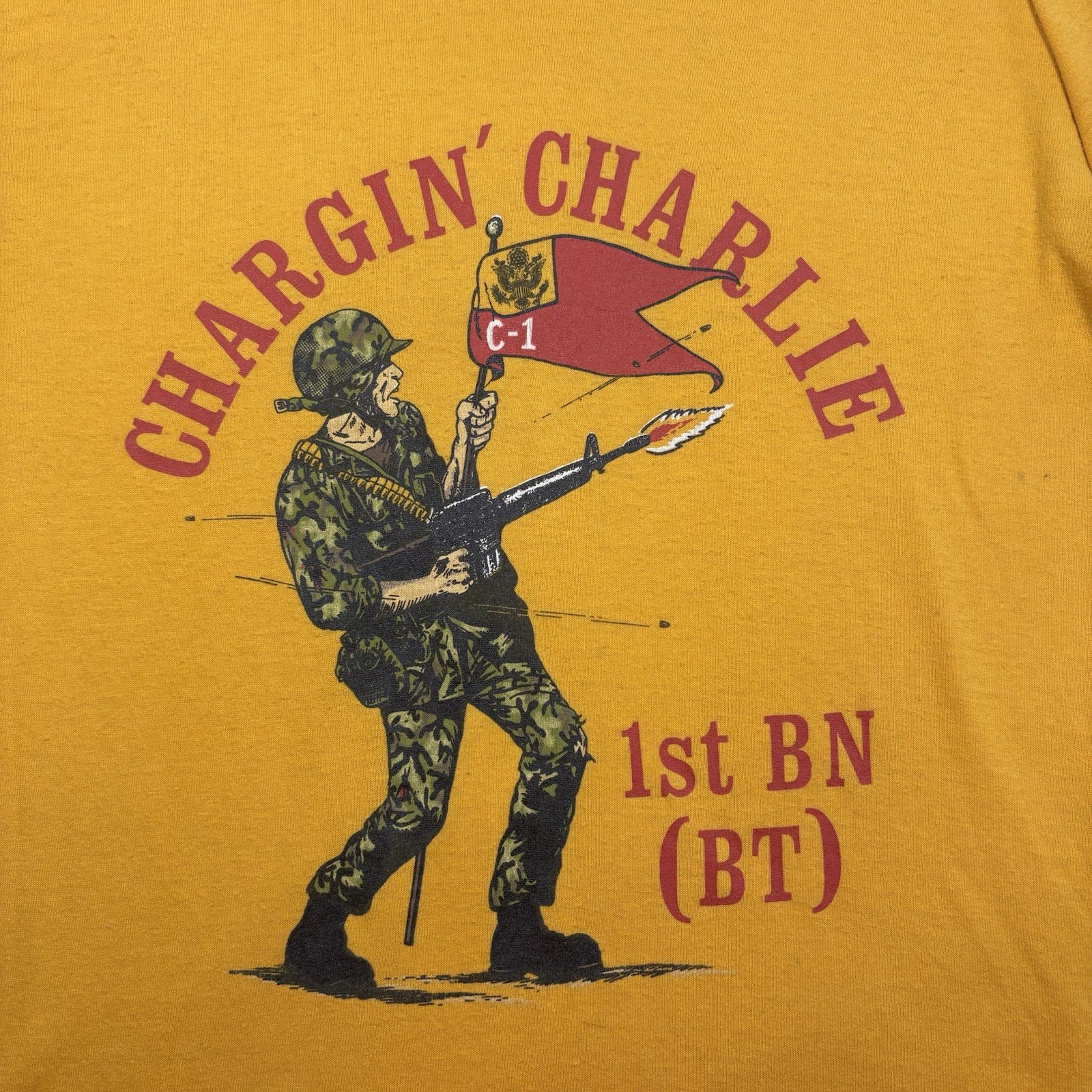 USMC Chargin’ Charlie 1st Battalion 80s T Shirt Named Single Stitch Size Small