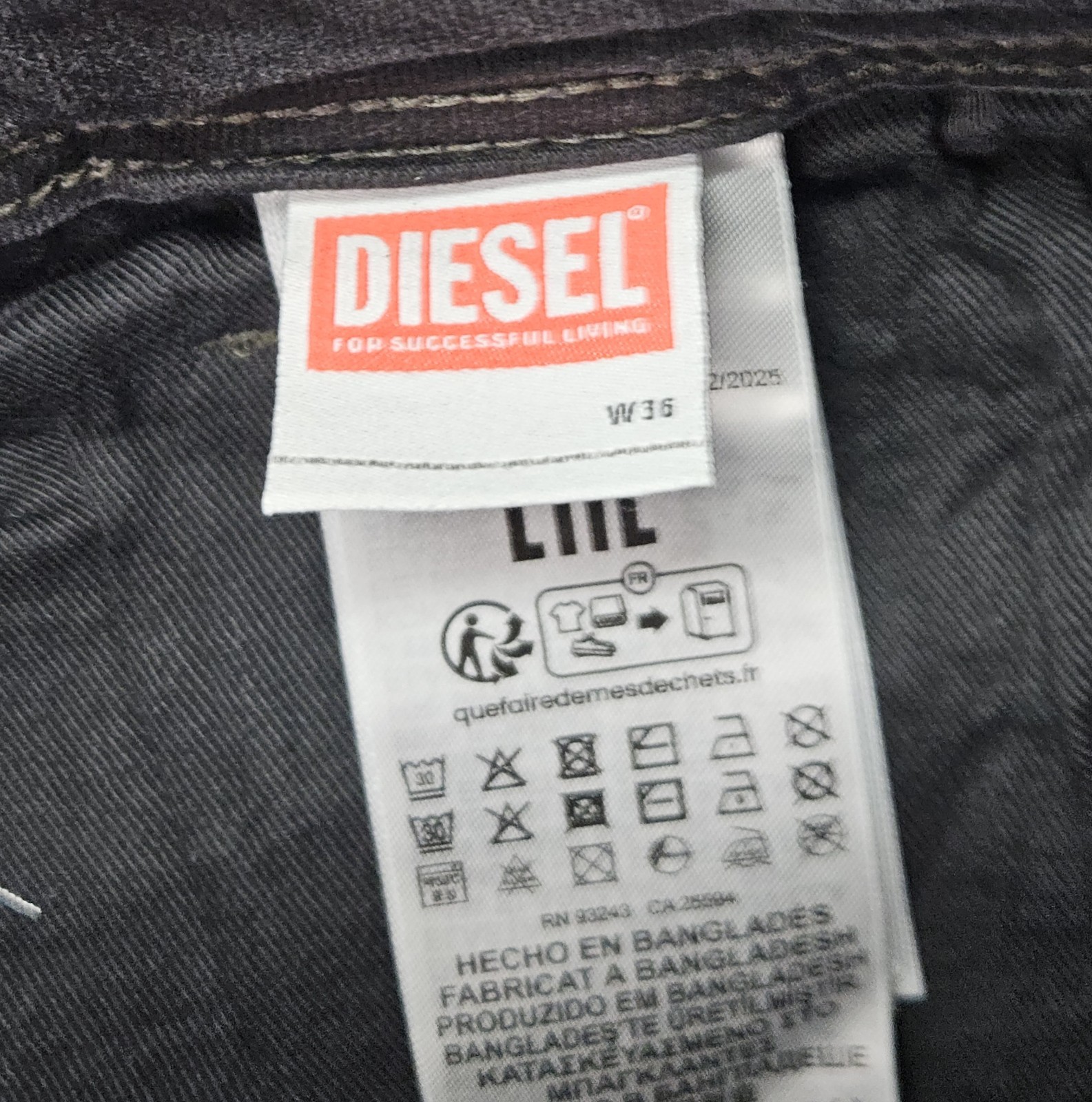 Diesel Safado Straight Jeans Men’s 36×32 Black Stretch Button Fly NWT