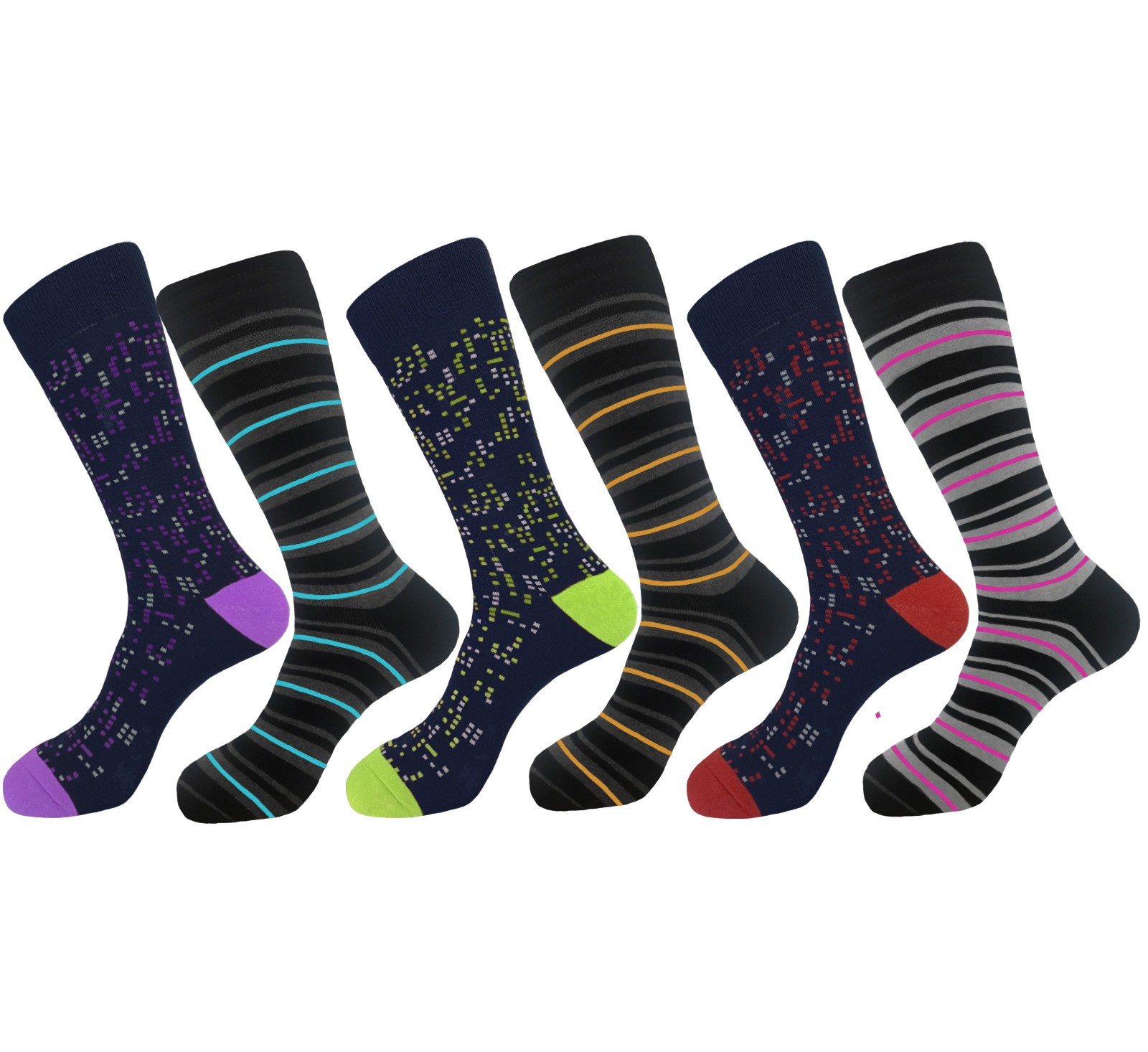 12-6 First quality Multicolor Polka Dots COTTON Dress Socks 10-13 TRUE TO SIZE