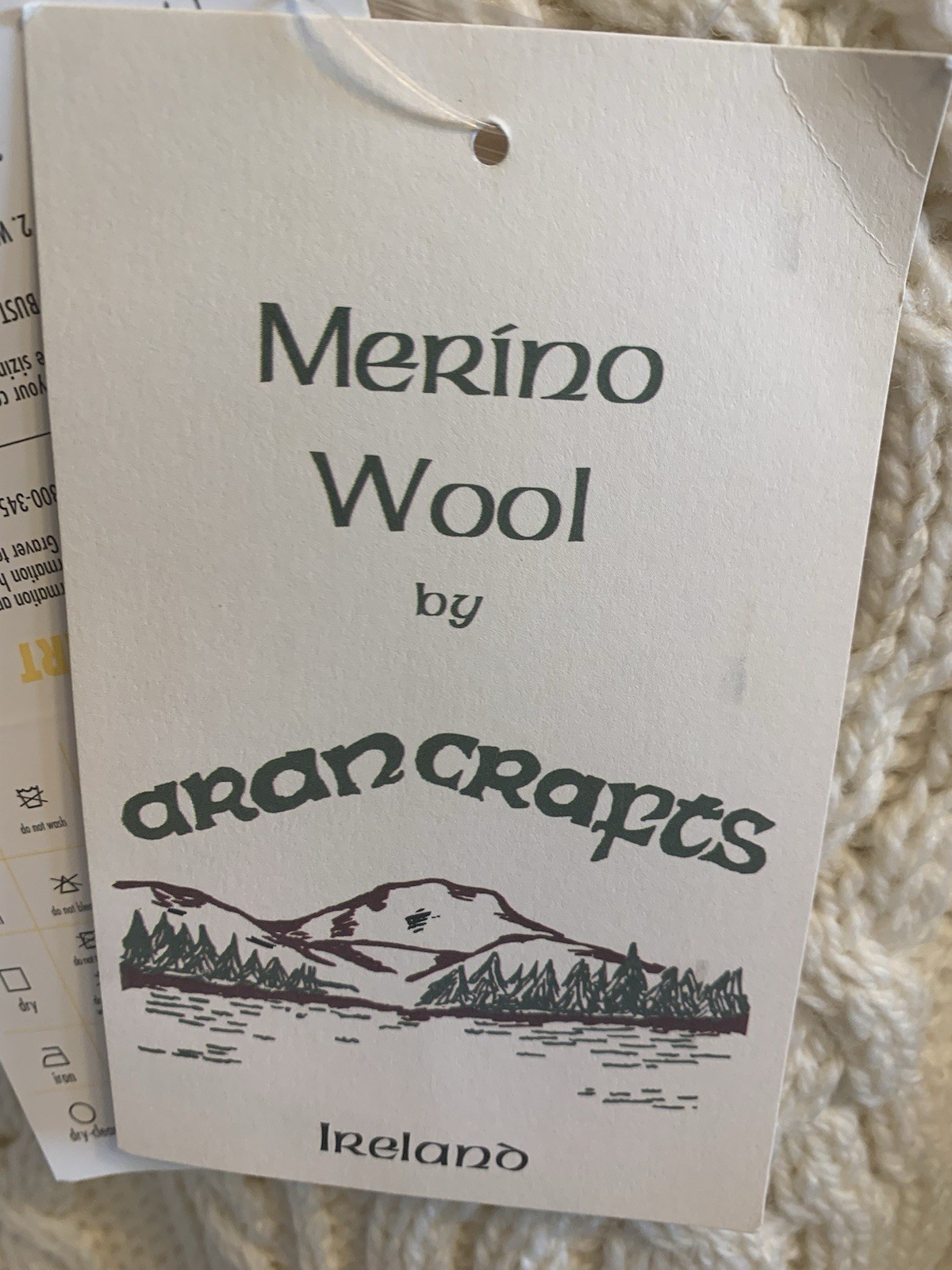 NWT Arancrafts Merino Wool Fisherman Sweater Ivory Unisex XL Made In Ireland