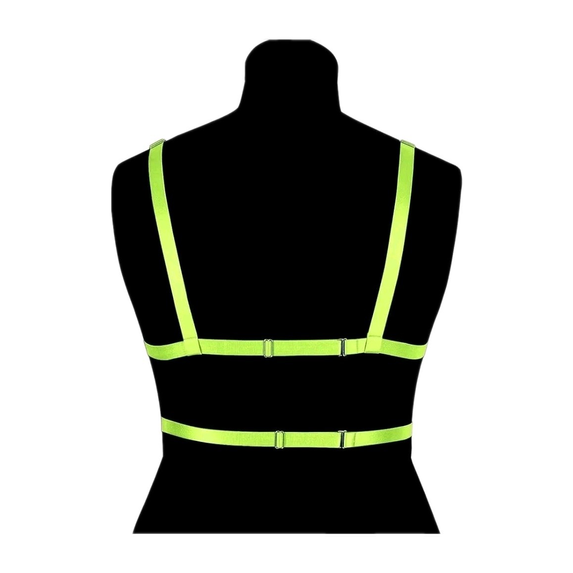 Plus Sz 1X-5X Chain Link Open Cup Bust Bra Harness Lime Green Sexy Metal Cosplay